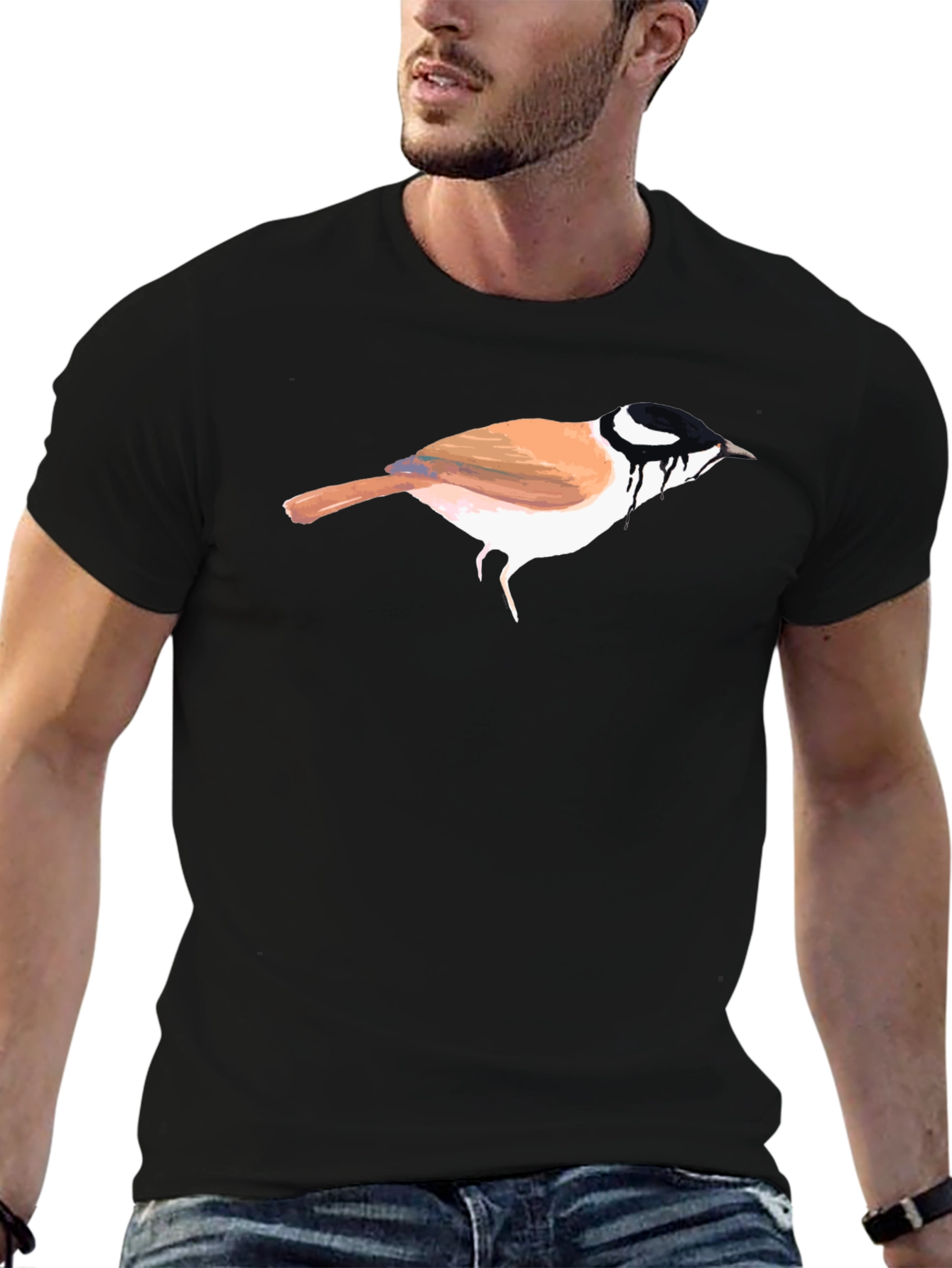 Bird Graphic Black T-Shirt - Unique Artistic Design