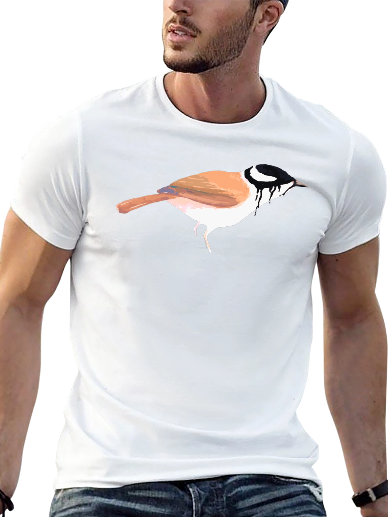 Bird Graphic Black T-Shirt - Unique Artistic Design