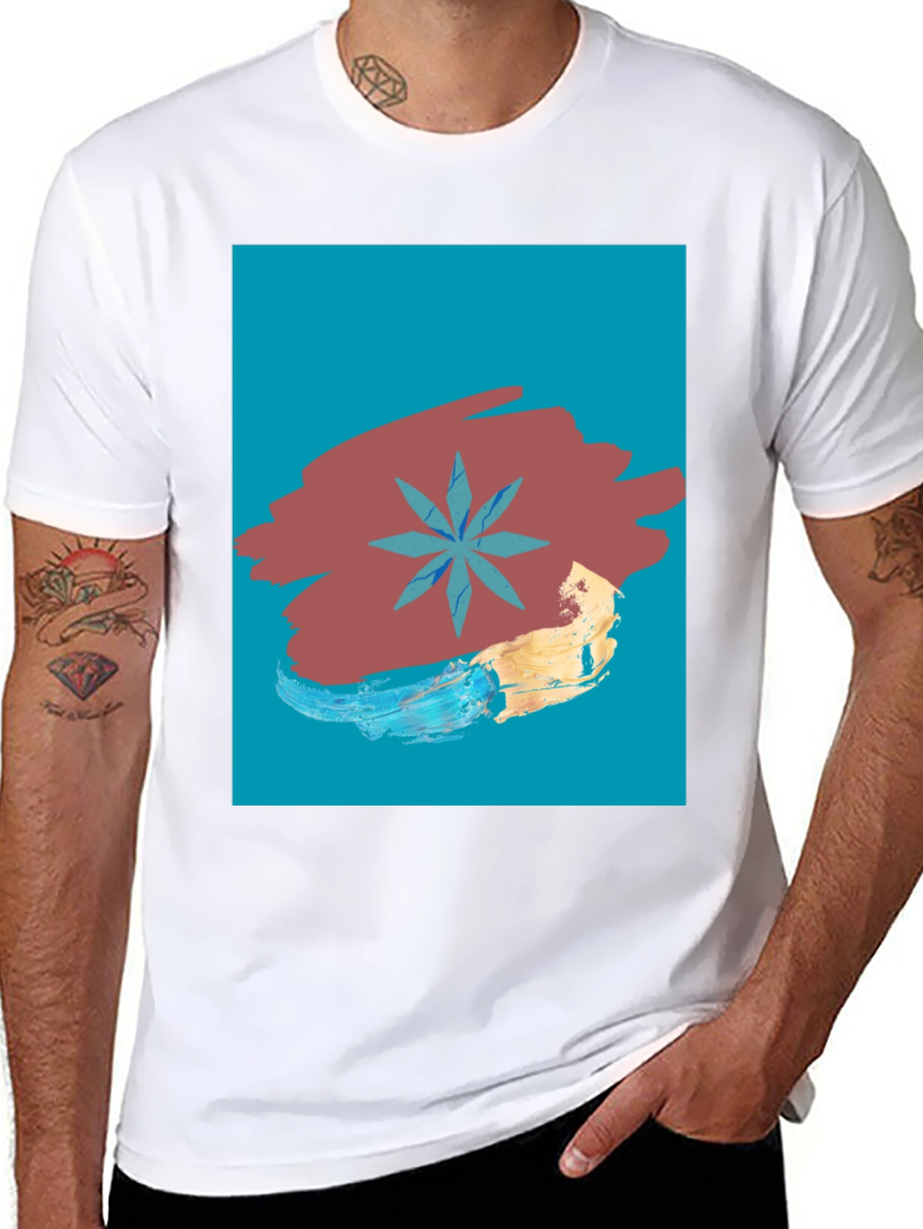 Abstract Star Graphic Tee - Modern Art T-Shirt