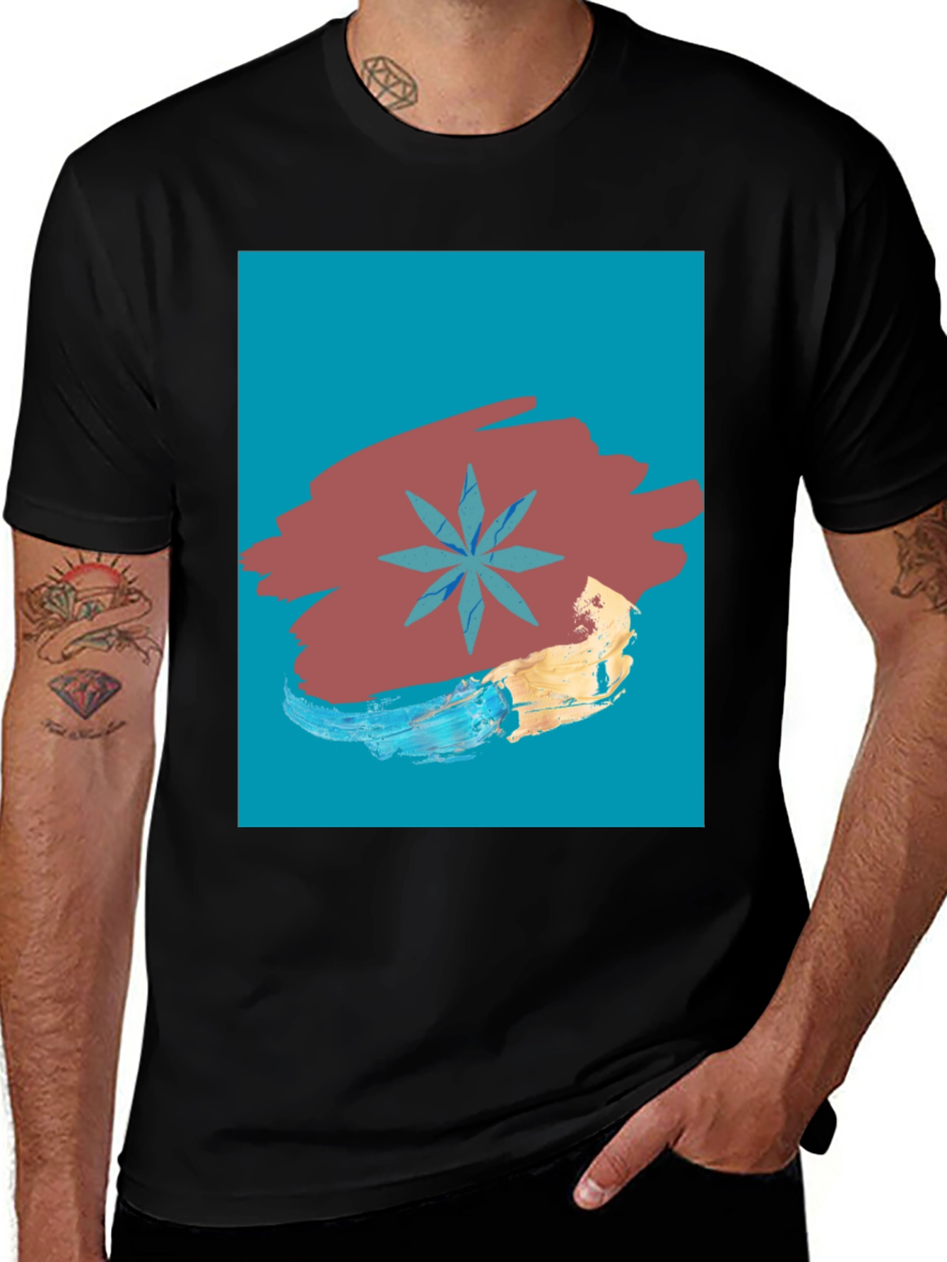 Abstract Star Graphic Tee - Modern Art T-Shirt