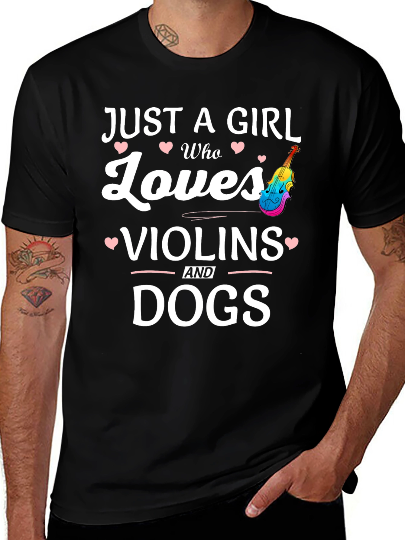 Girl Who Loves Violins and Dogs T-Shirt
