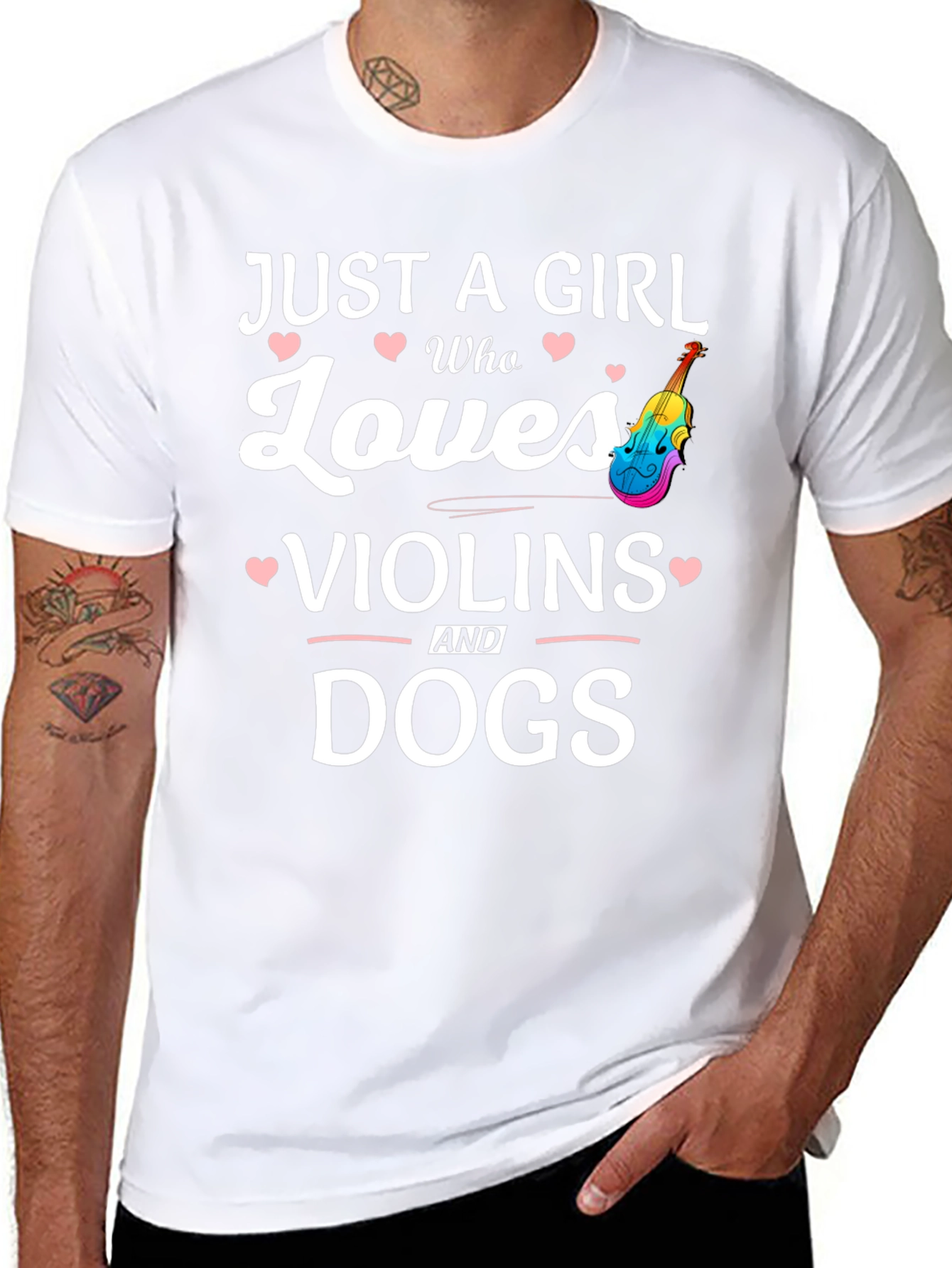 Girl Who Loves Violins and Dogs T-Shirt