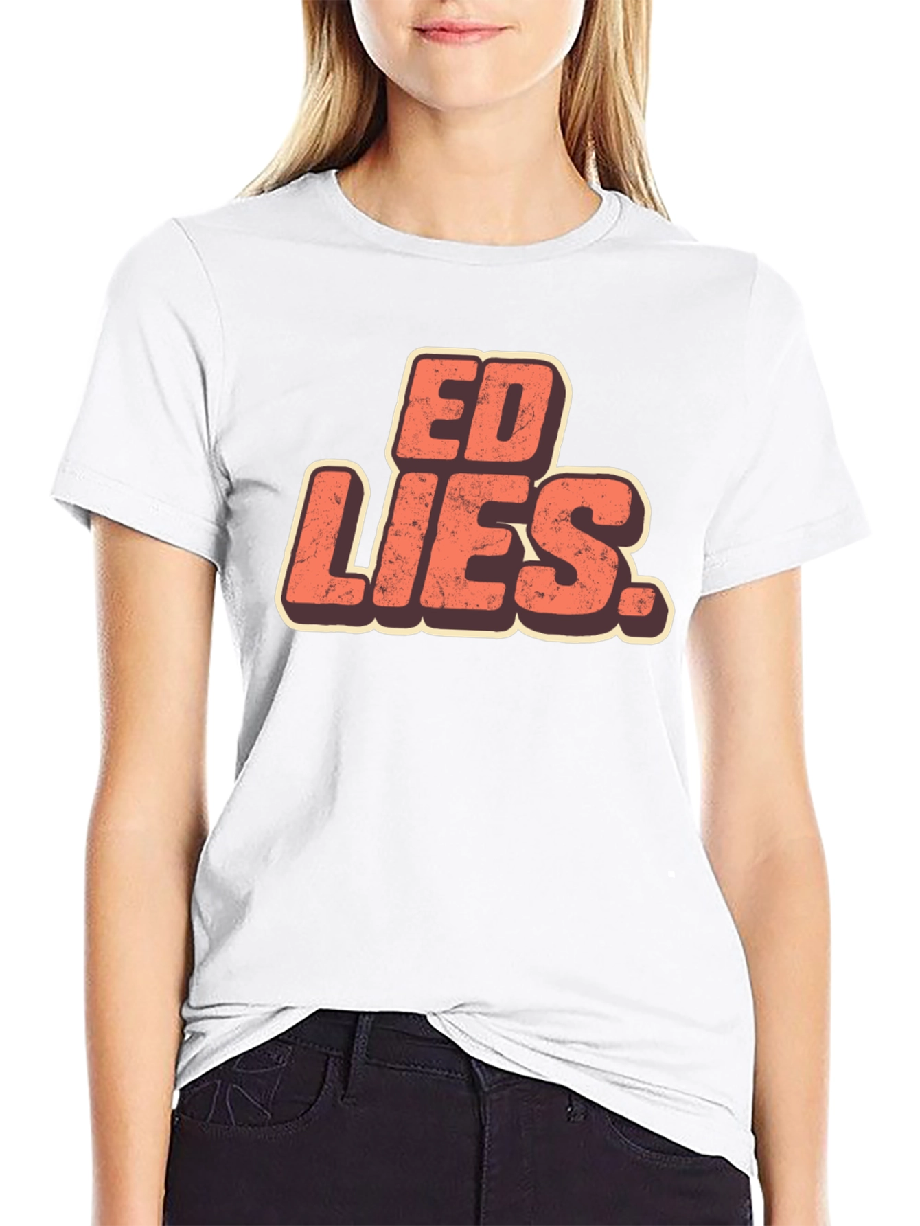 Ed Lies T-Shirt - Retro Design Black Tee