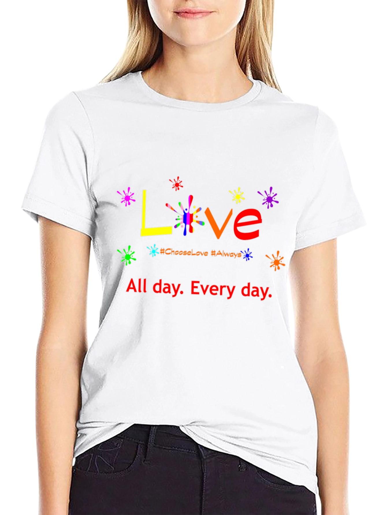 Love All Day T-Shirt - Rainbow Graphic Tee