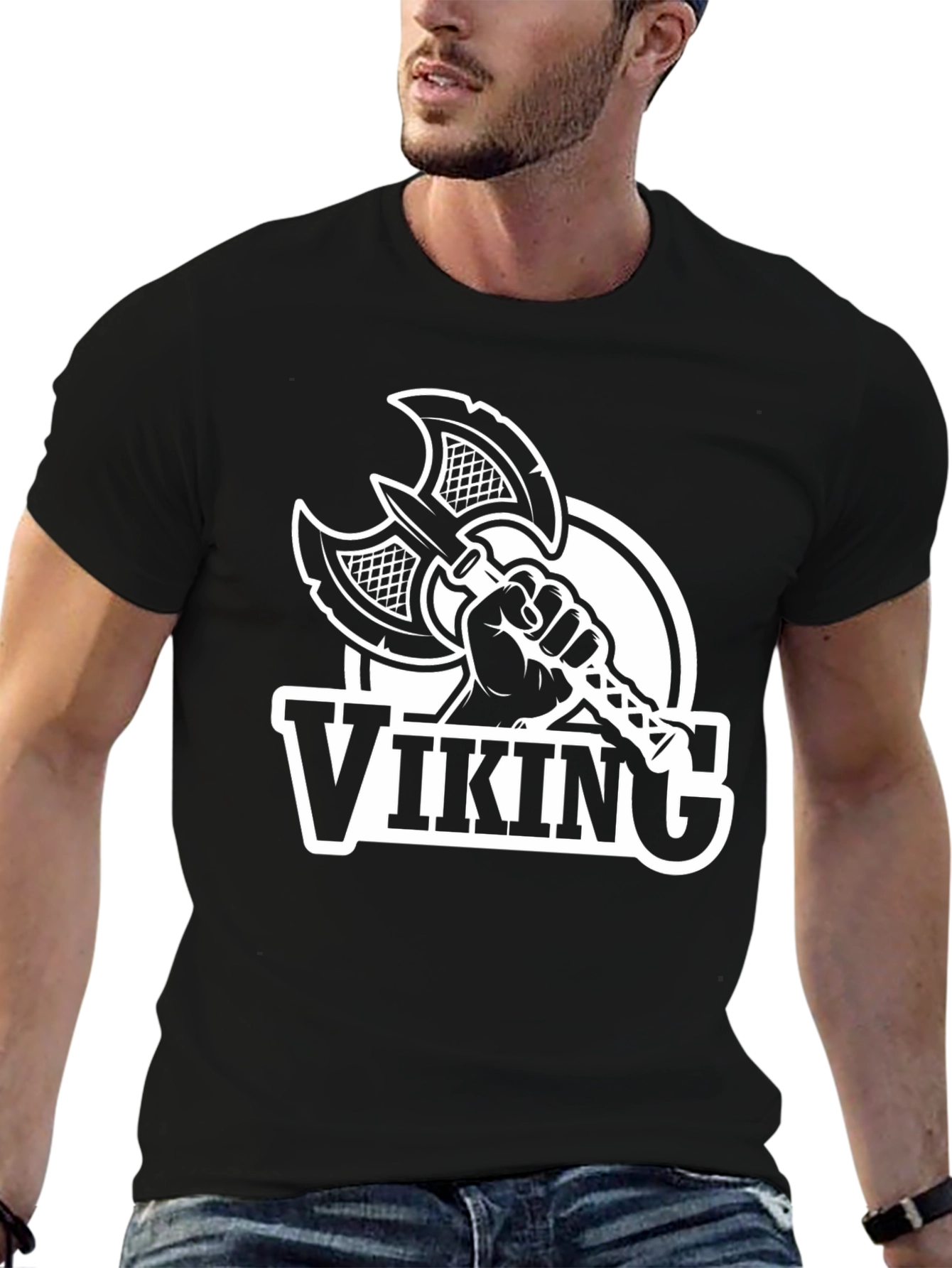 Viking Axe Graphic T-Shirt - Black Cotton Tee