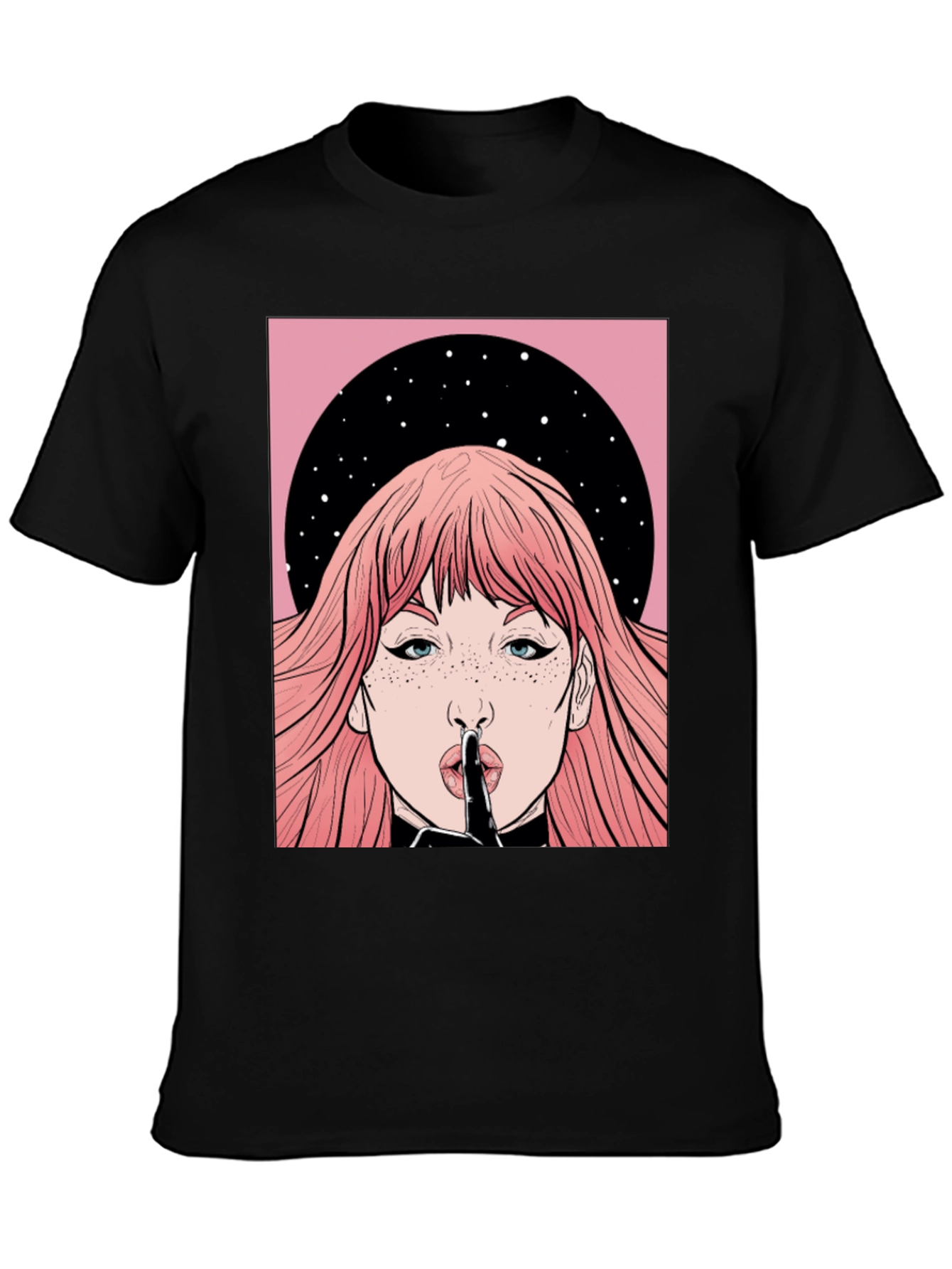 Shhh! Graphic Print Unisex Black T-Shirt