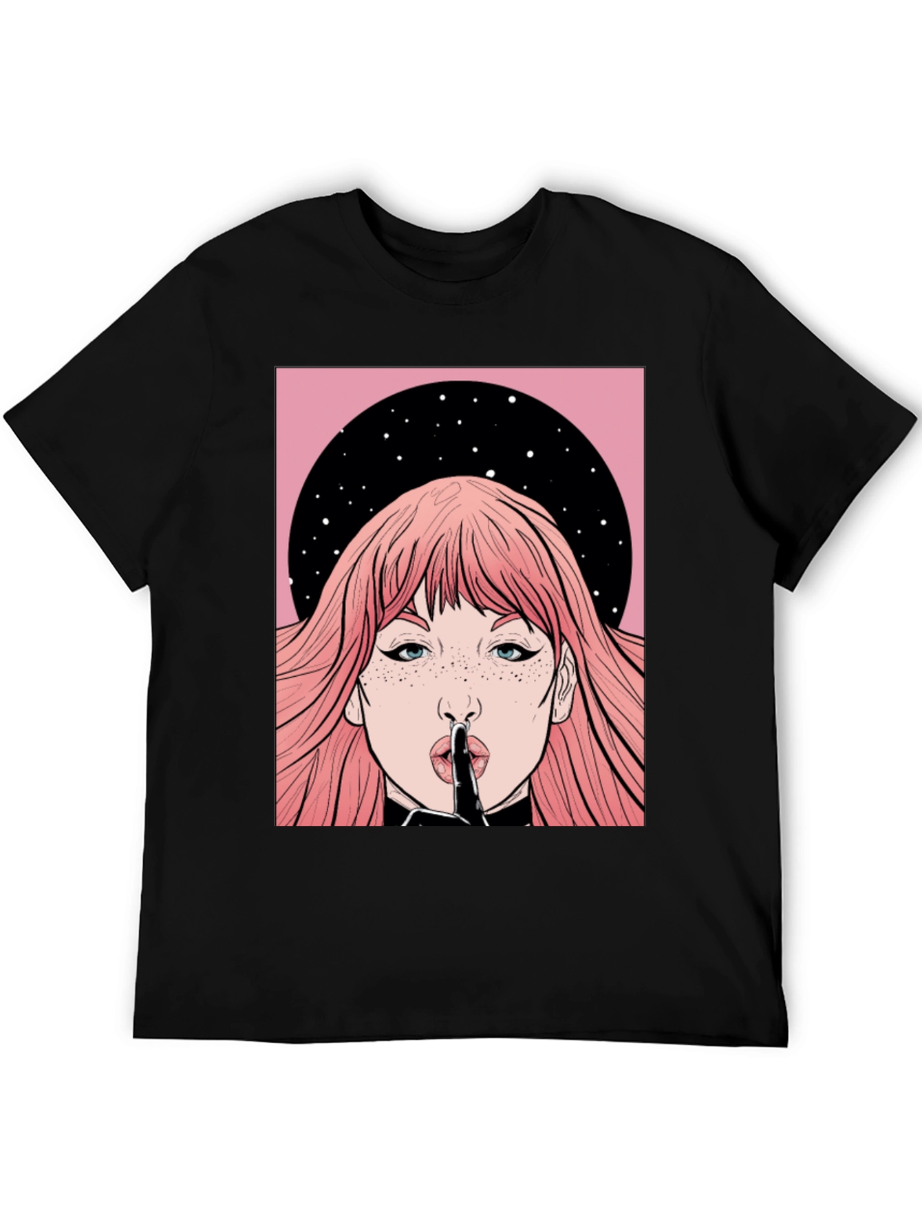 Shhh! Graphic Print Unisex Black T-Shirt