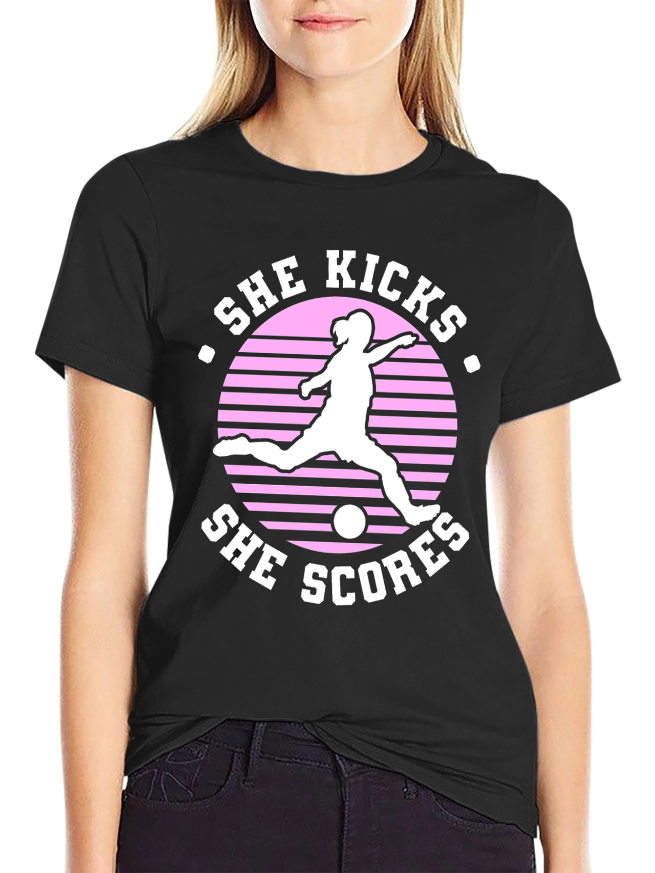 She Kicks She Scores Graphic T-Shirt