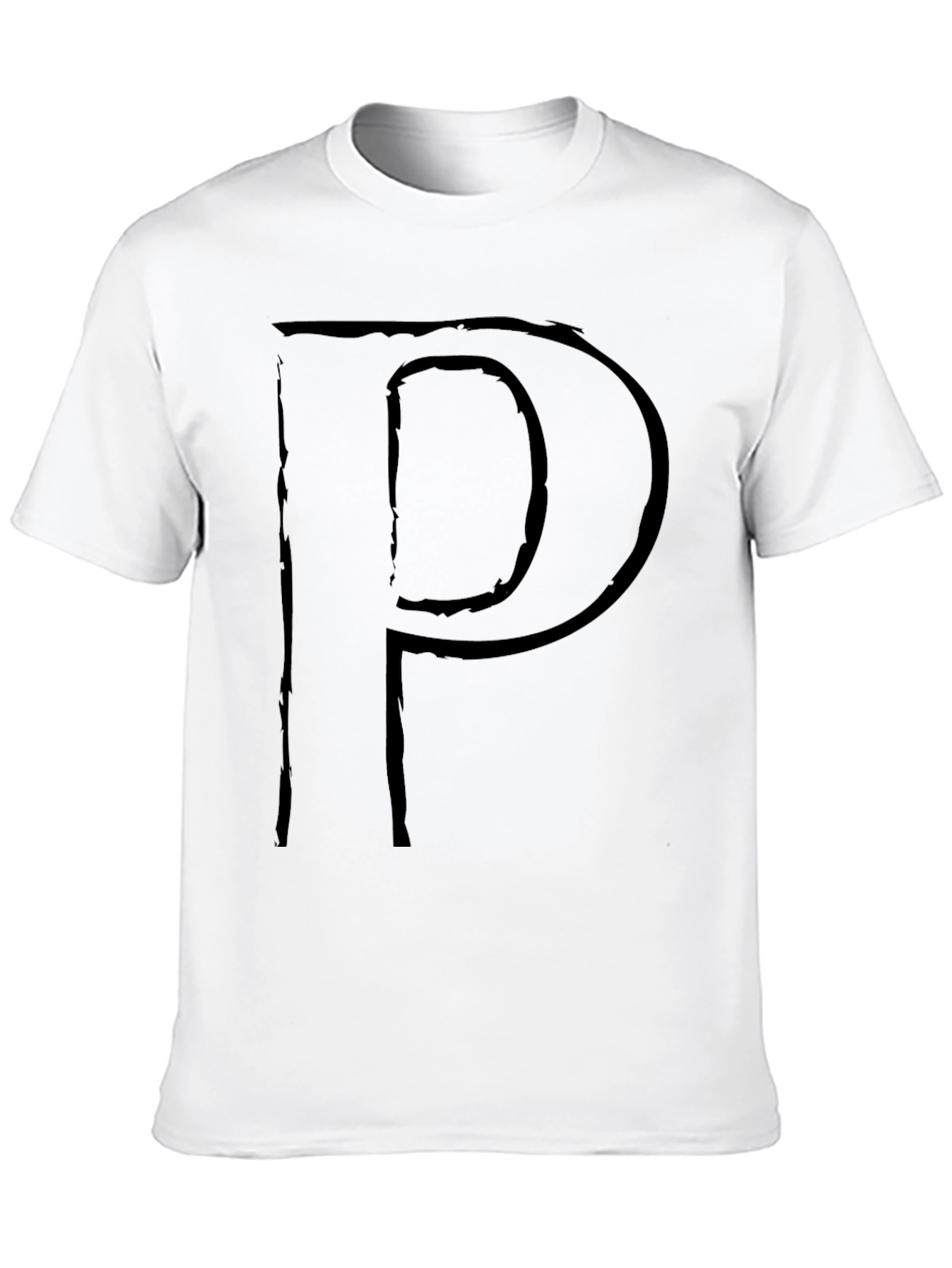 Letter P Graphic Print T-Shirt - Stylish Black Tee