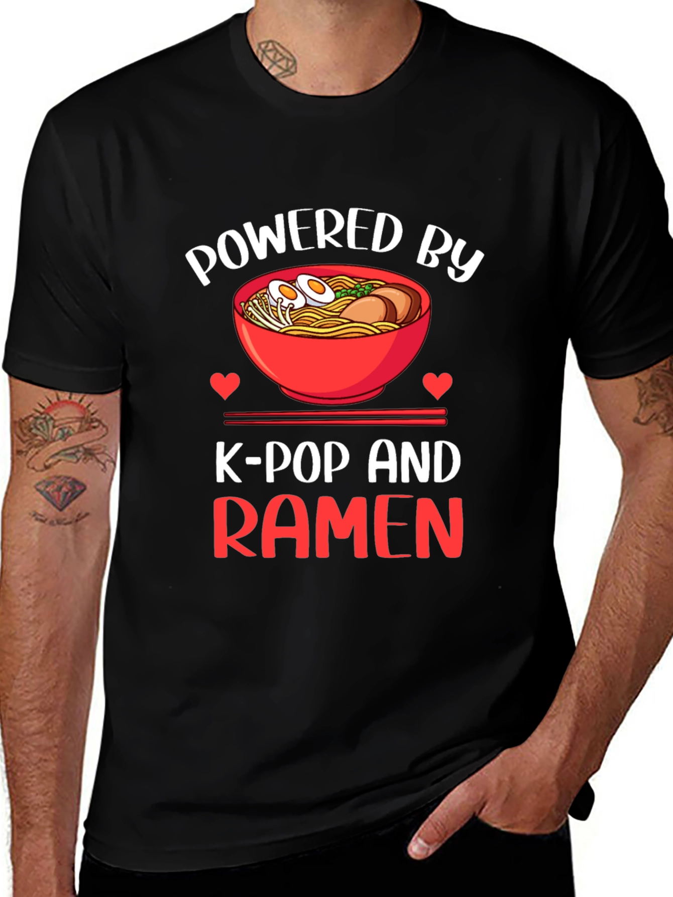 Powered by K-Pop and Ramen Graphic T-Shirt