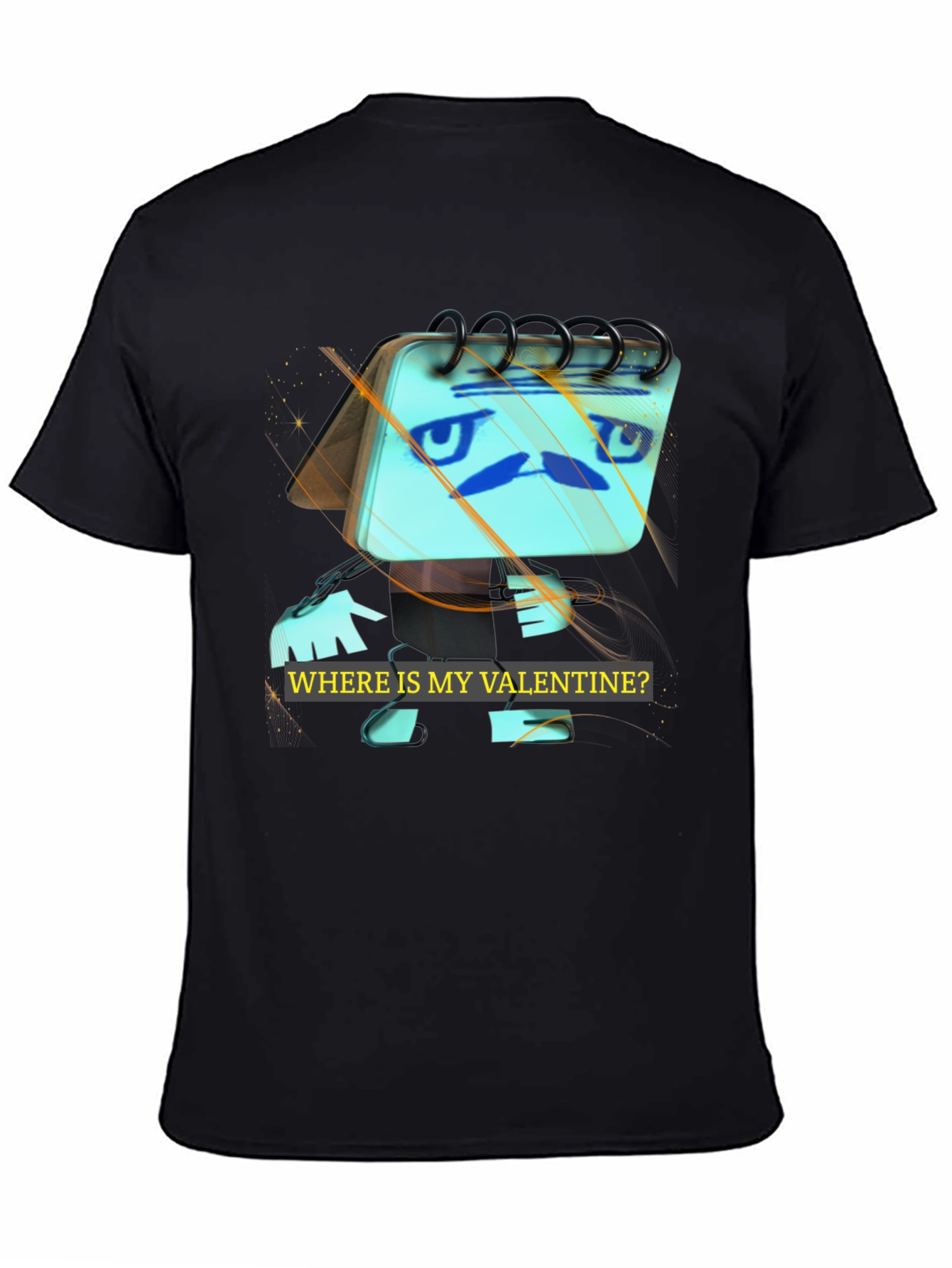 Valentines Day Notebook Mens Black T-Shirt