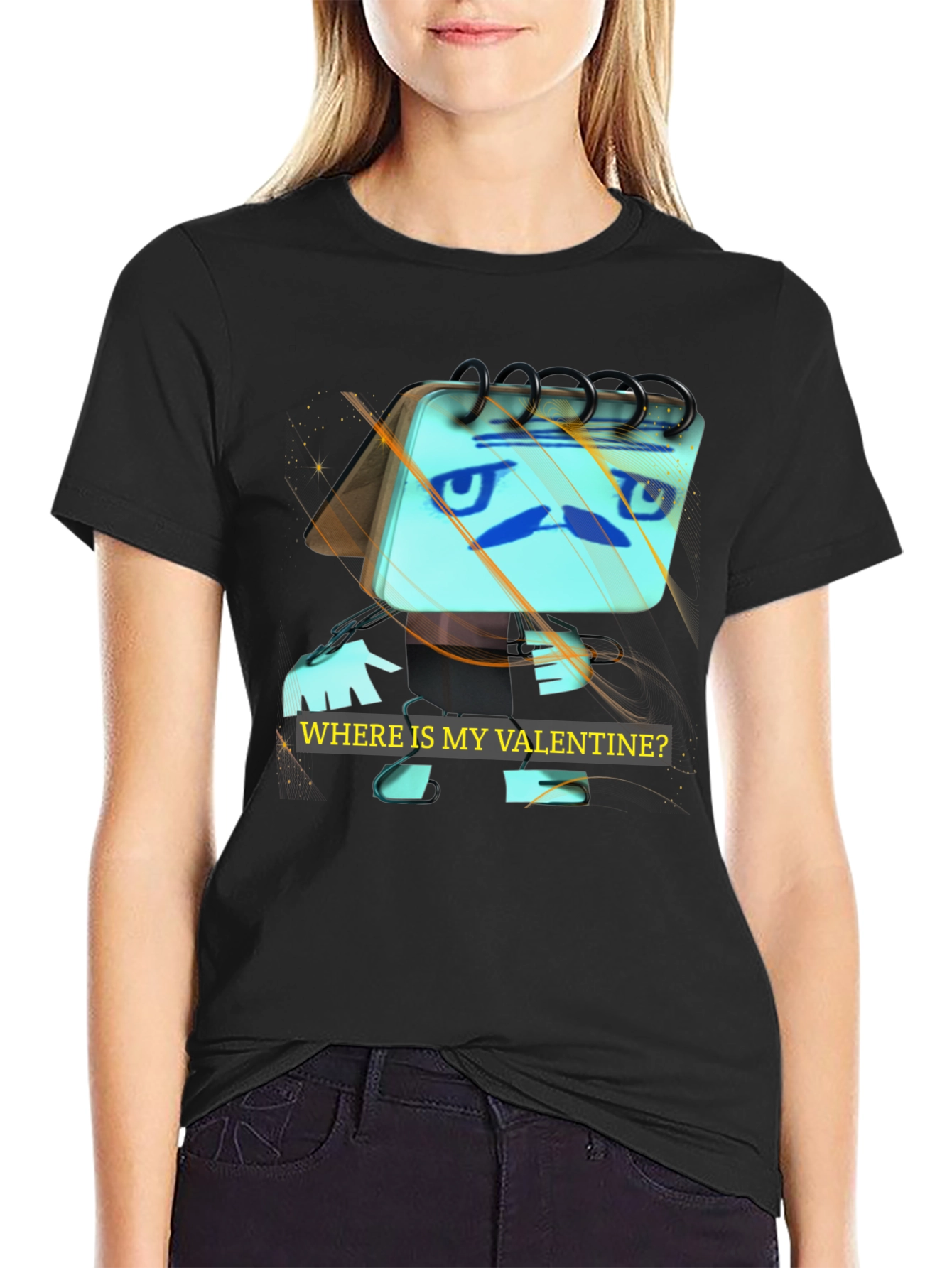 Valentines Day Notebook Mens Black T-Shirt