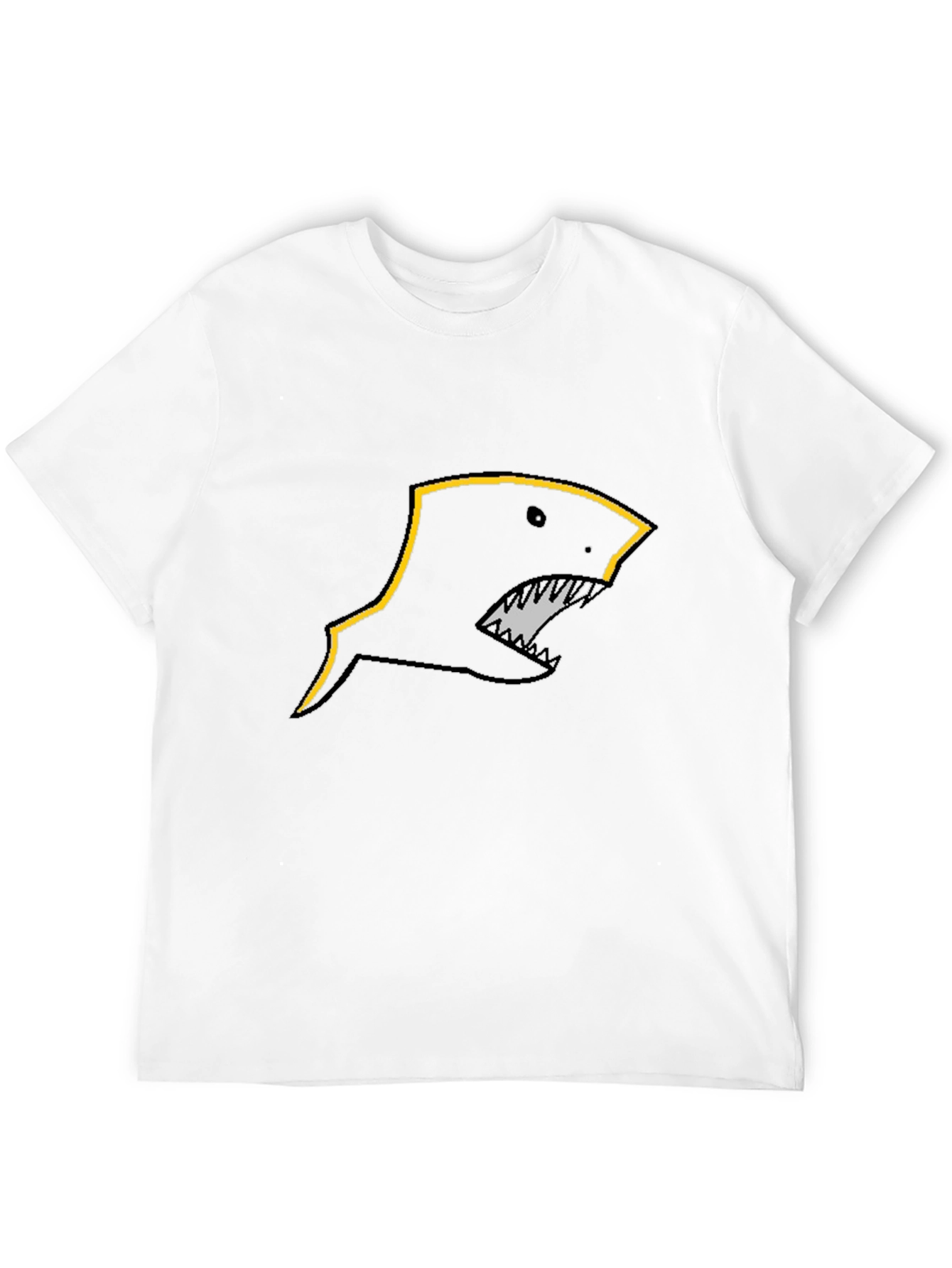 Edgy Shark Graphic T-Shirt - Black Crew Neck Tee