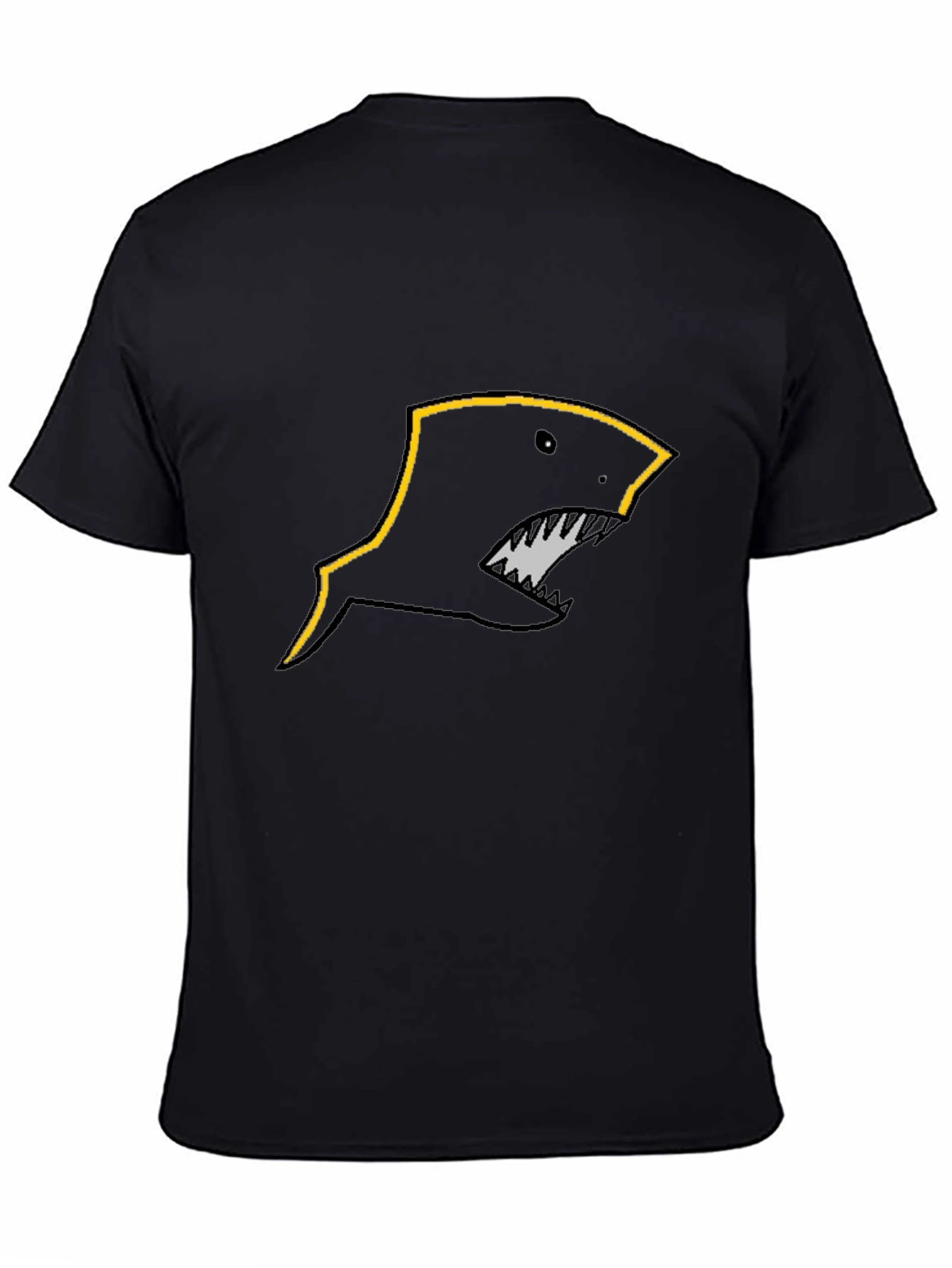 Edgy Shark Graphic T-Shirt - Black Crew Neck Tee