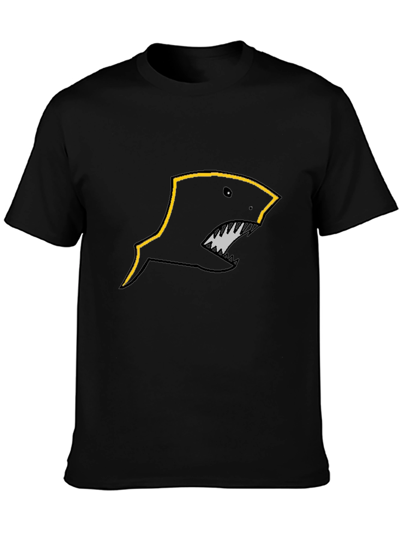 Edgy Shark Graphic T-Shirt - Black Crew Neck Tee