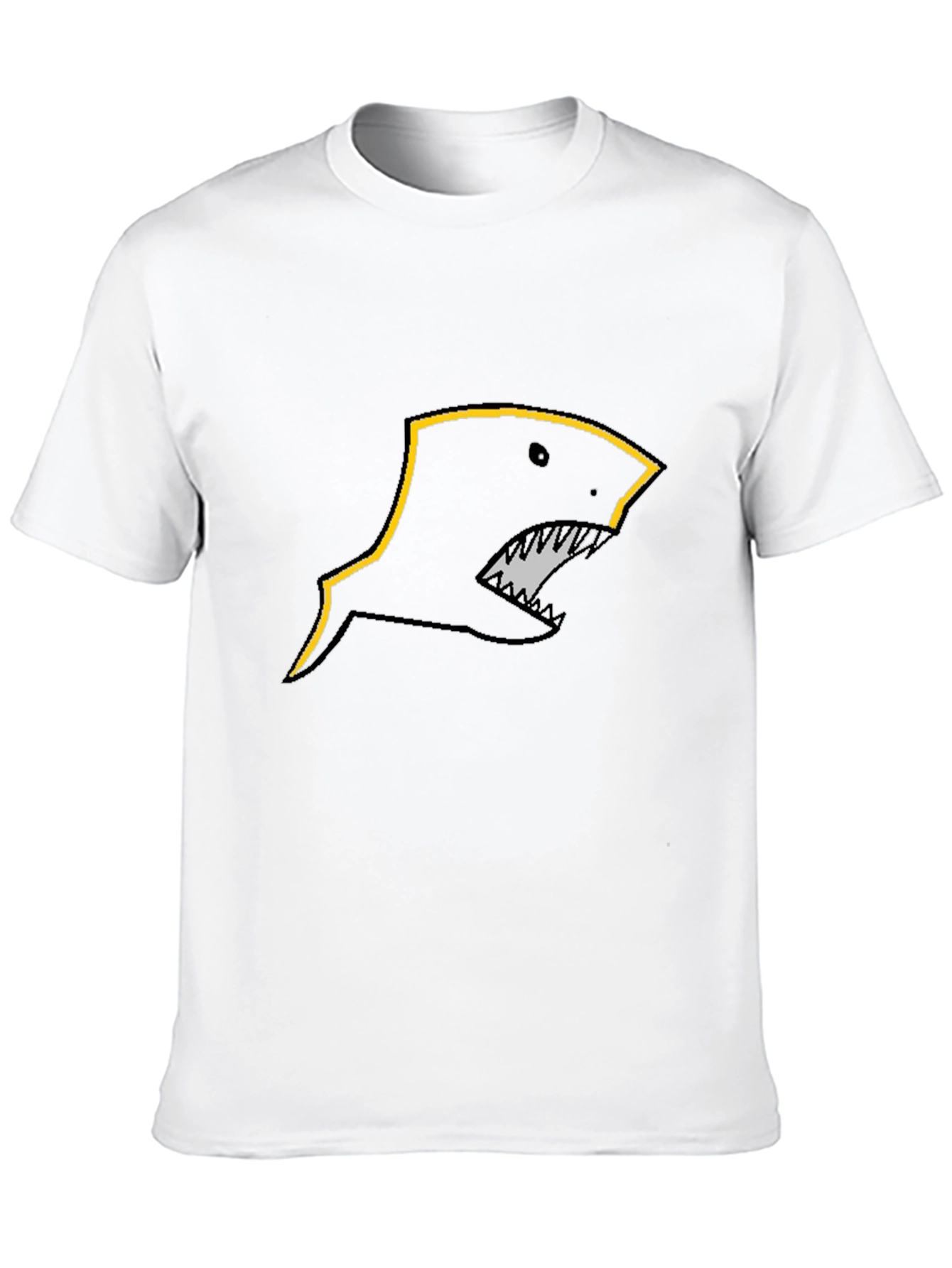 Edgy Shark Graphic T-Shirt - Black Crew Neck Tee