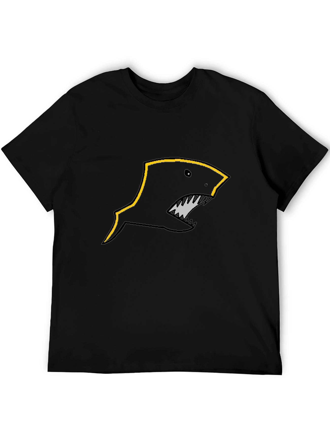 Edgy Shark Graphic T-Shirt - Black Crew Neck Tee