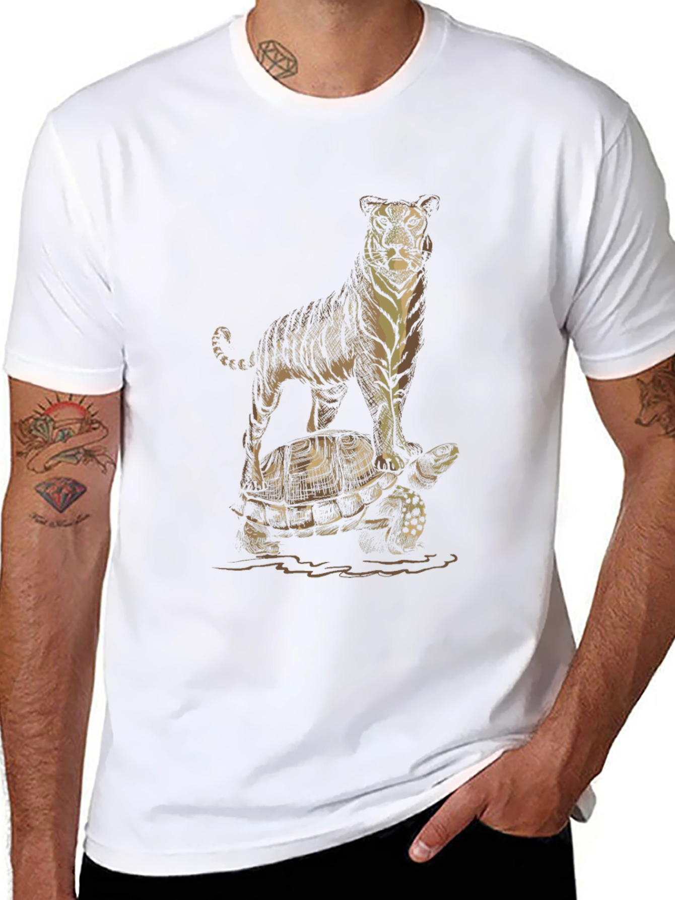 Tiger Riding Turtle Graphic Tee