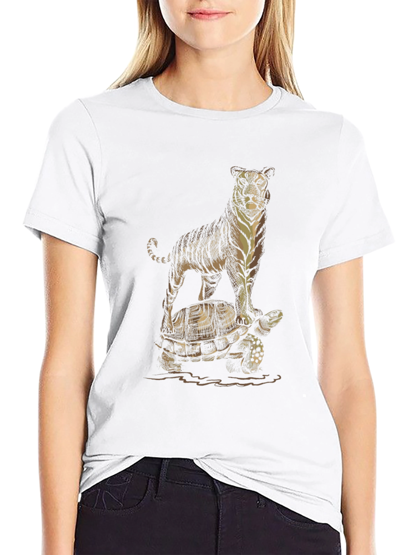 Tiger Riding Turtle Graphic Tee