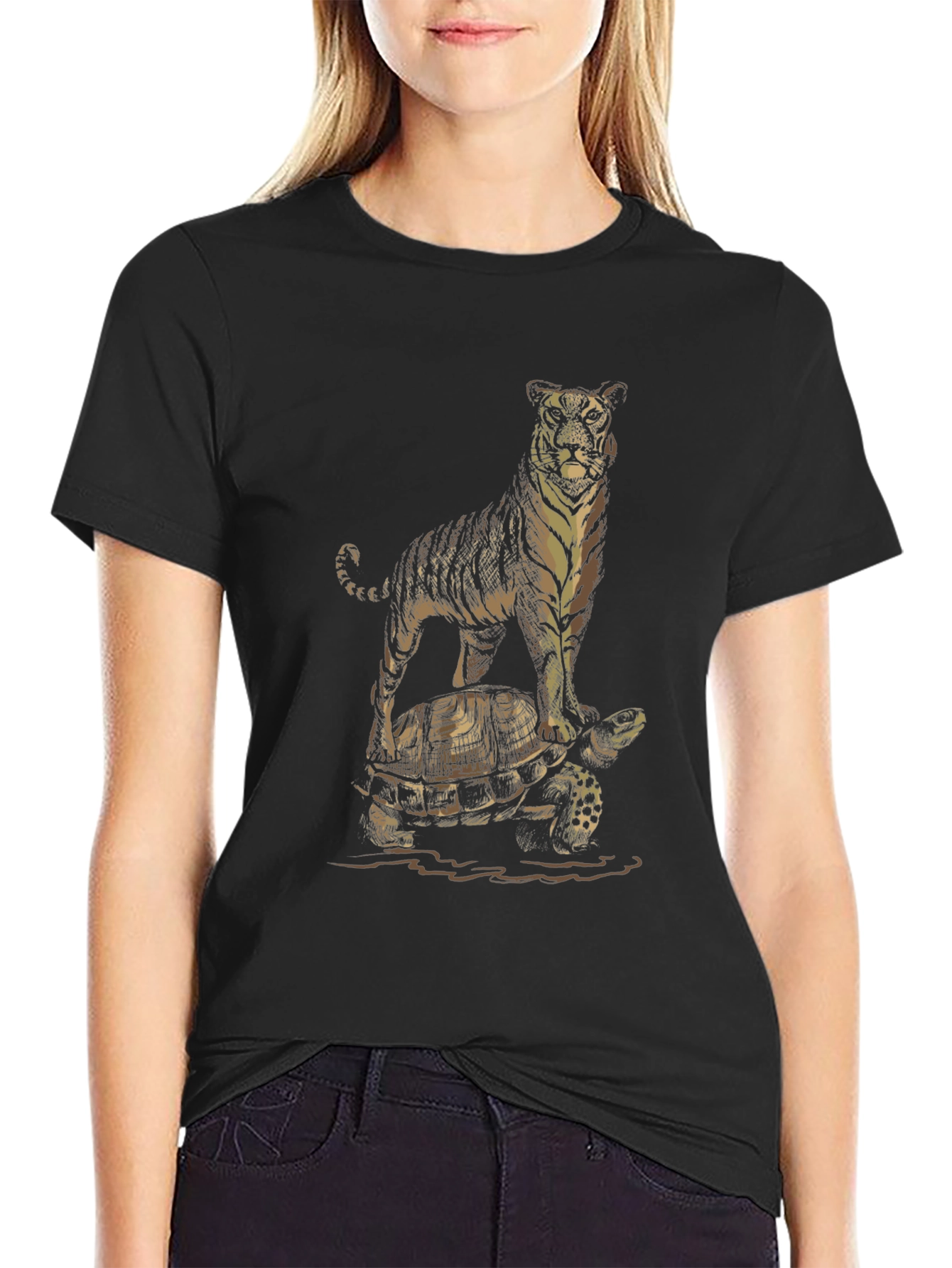 Tiger Riding Turtle Graphic Tee