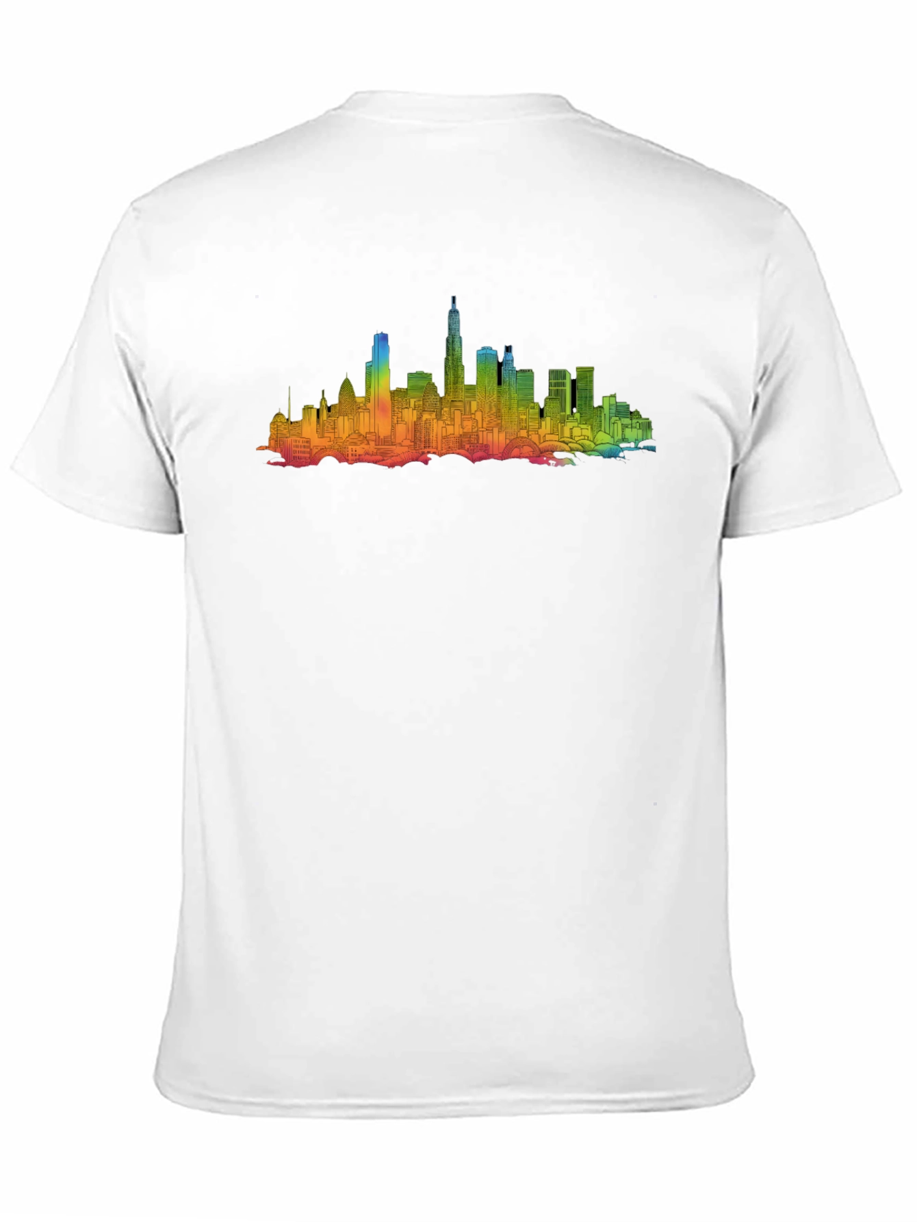 Rainbow Cityscape Graphic Tee - Black Cotton Blend
