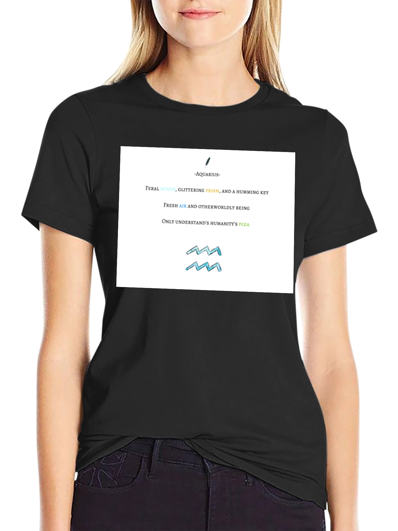 Aquarius Zodiac T-Shirt: Feral Winds & Fresh Air Design