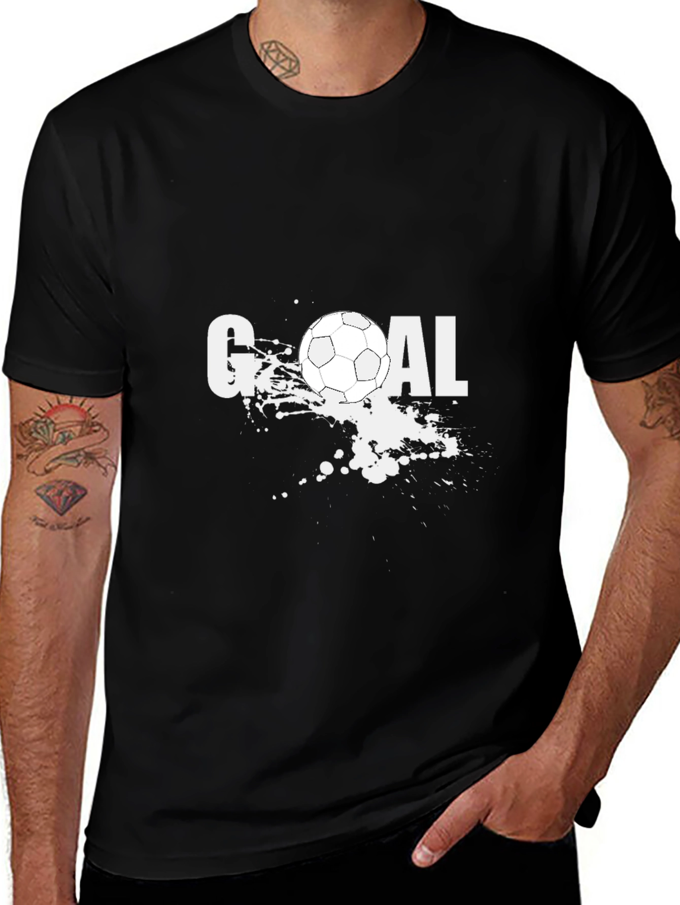 Goal! Soccer Ball Graphic Tee - Black Cotton T-Shirt