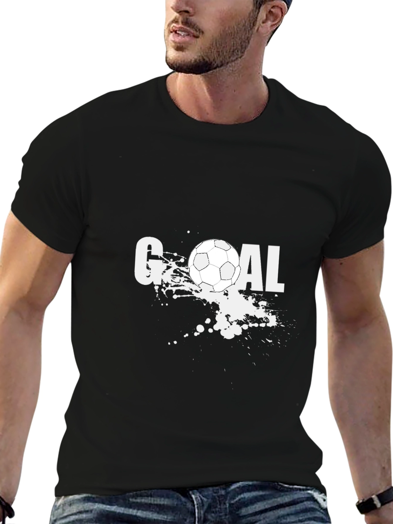 Goal! Soccer Ball Graphic Tee - Black Cotton T-Shirt