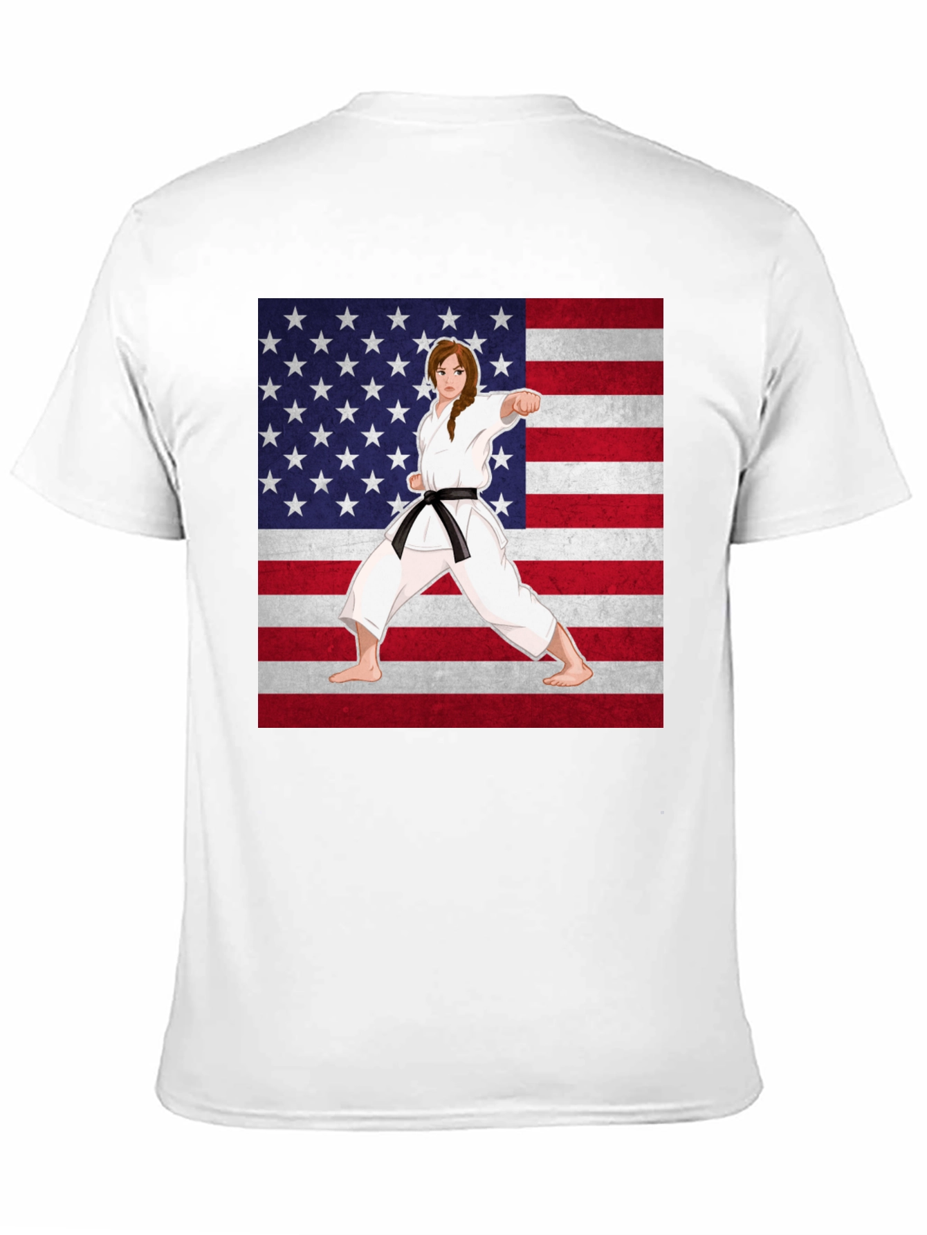 Karate Girl USA Flag T-Shirt - Martial Arts Pride