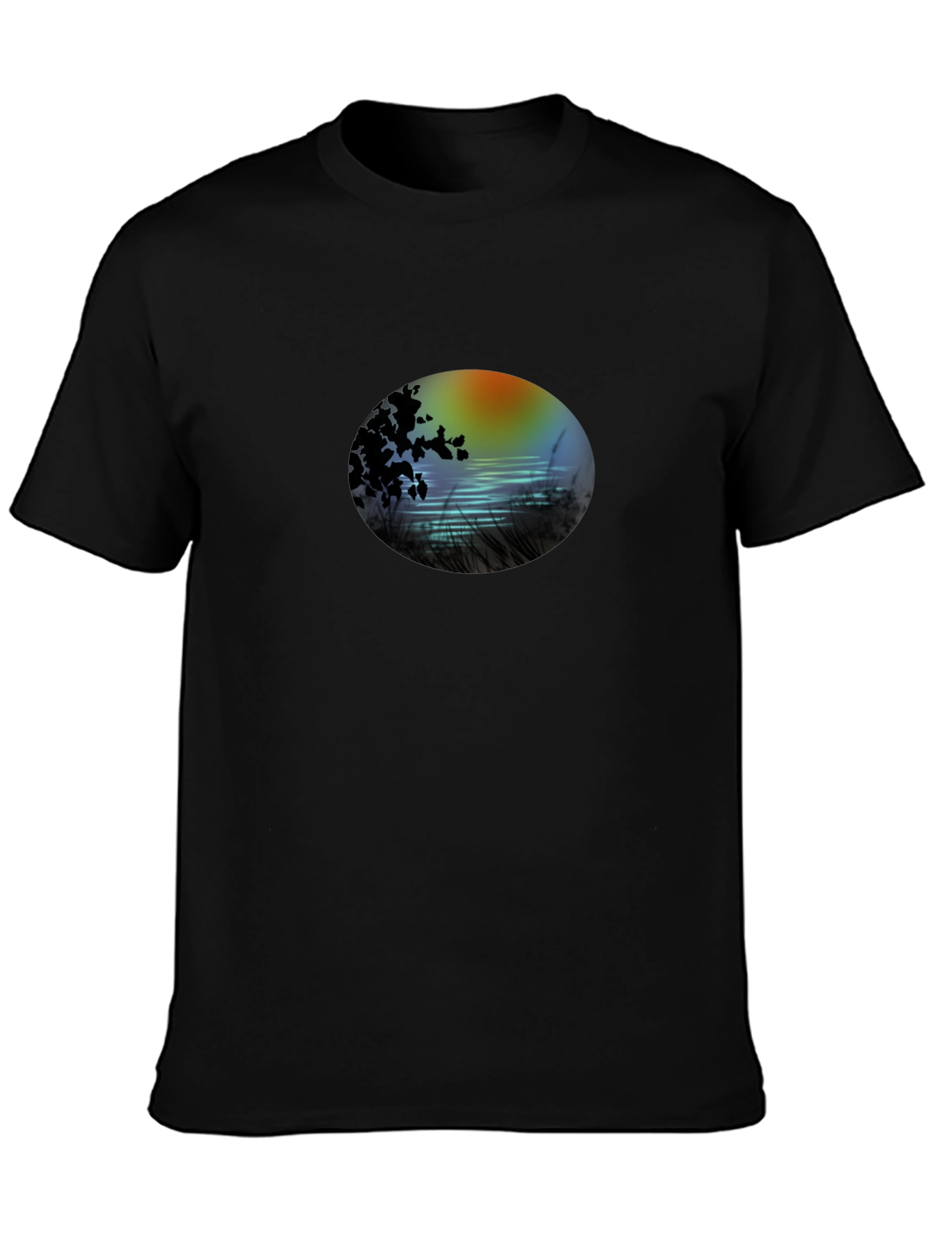 Sunset Lake Graphic Tee - Stylish Black T-Shirt
