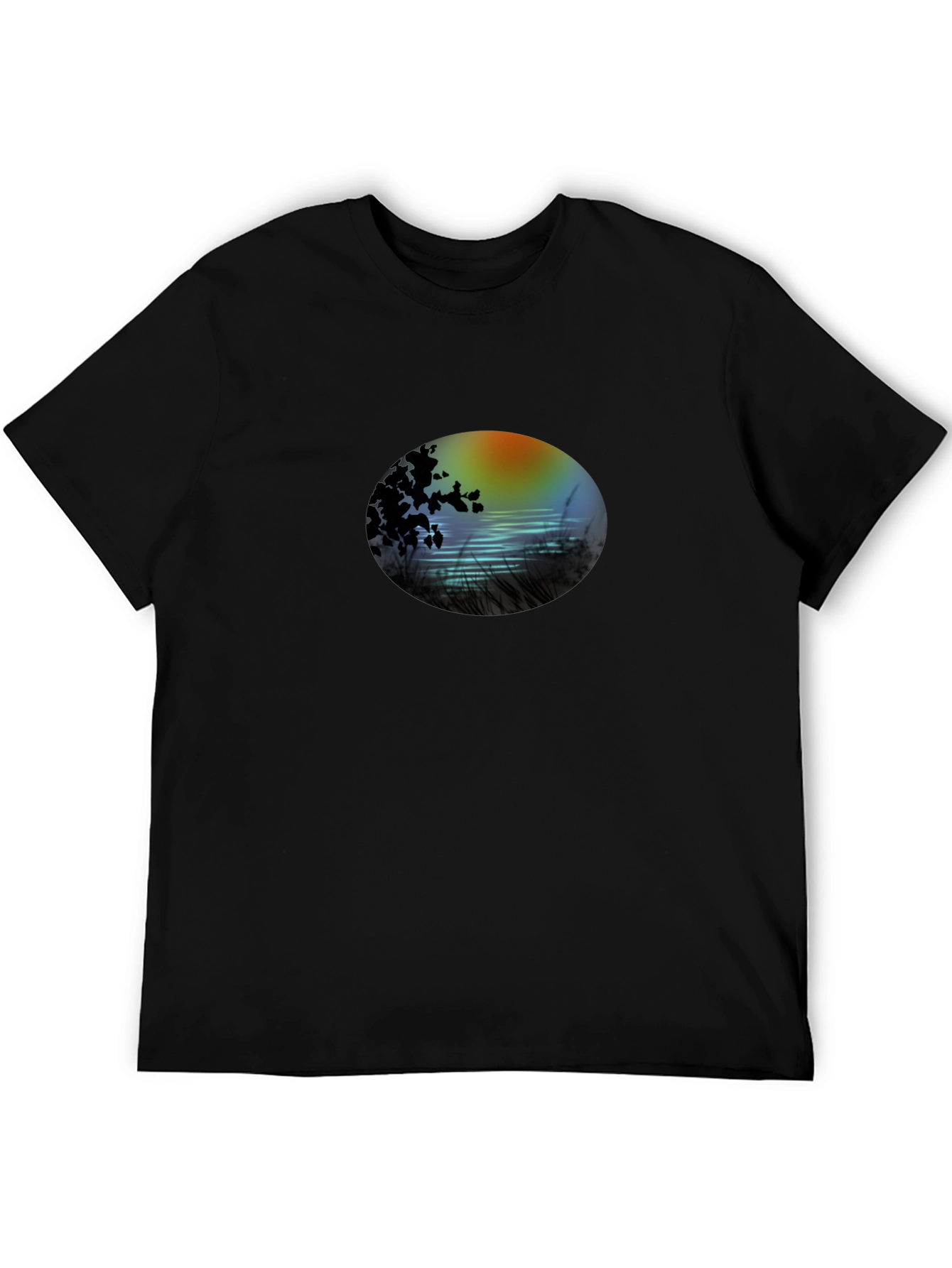 Sunset Lake Graphic Tee - Stylish Black T-Shirt