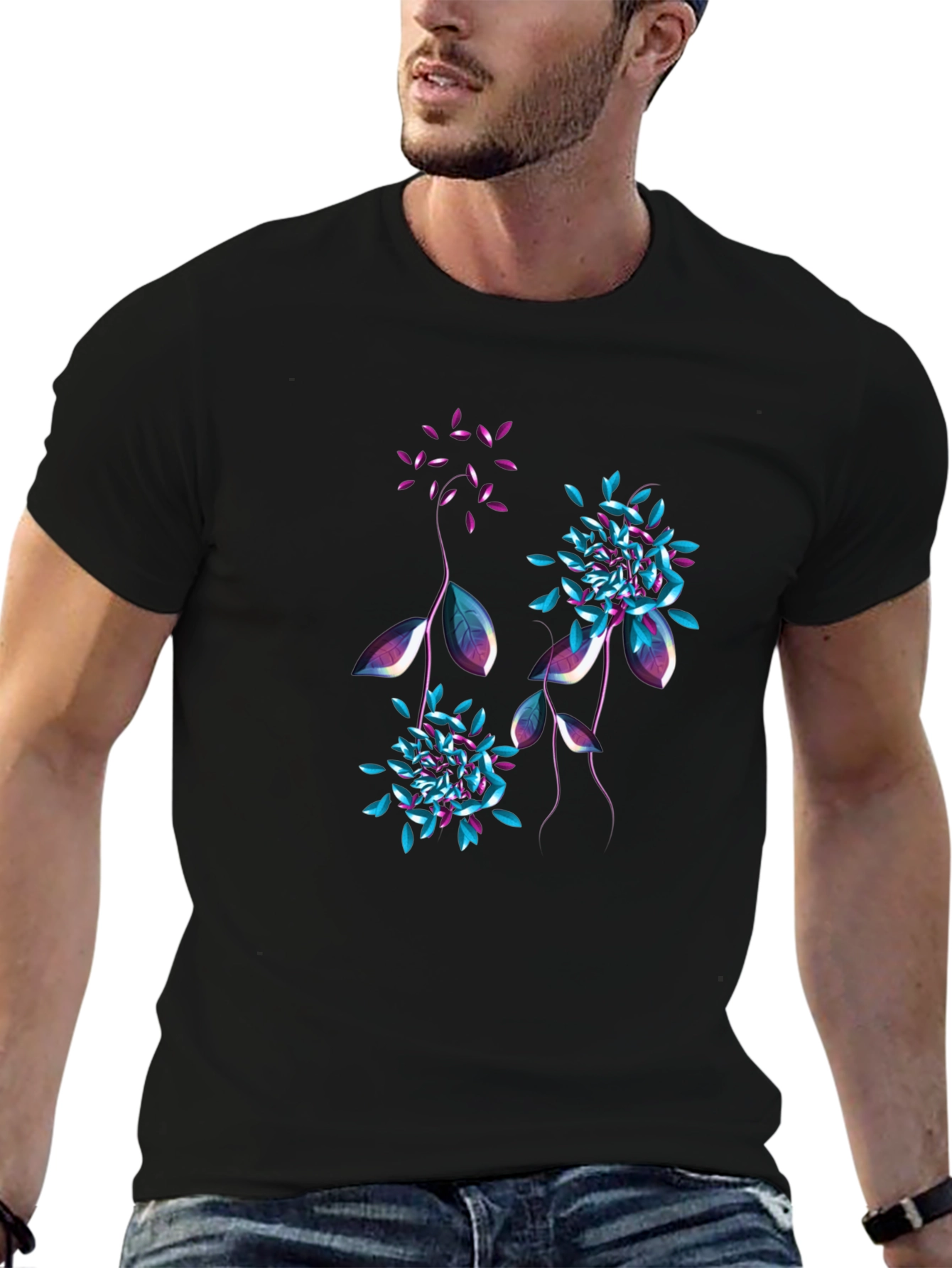 Floral Graphic T-Shirt - Stylish Mens Tee