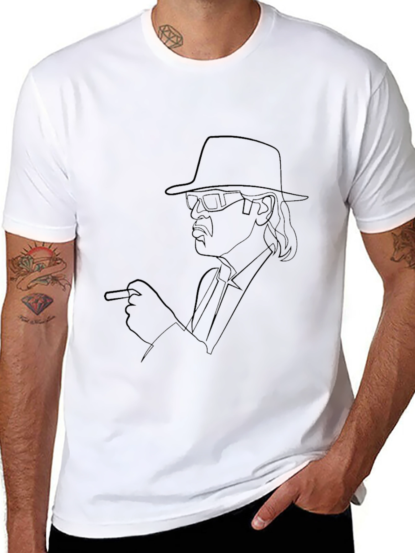 Retro Black Line Art T-Shirt
