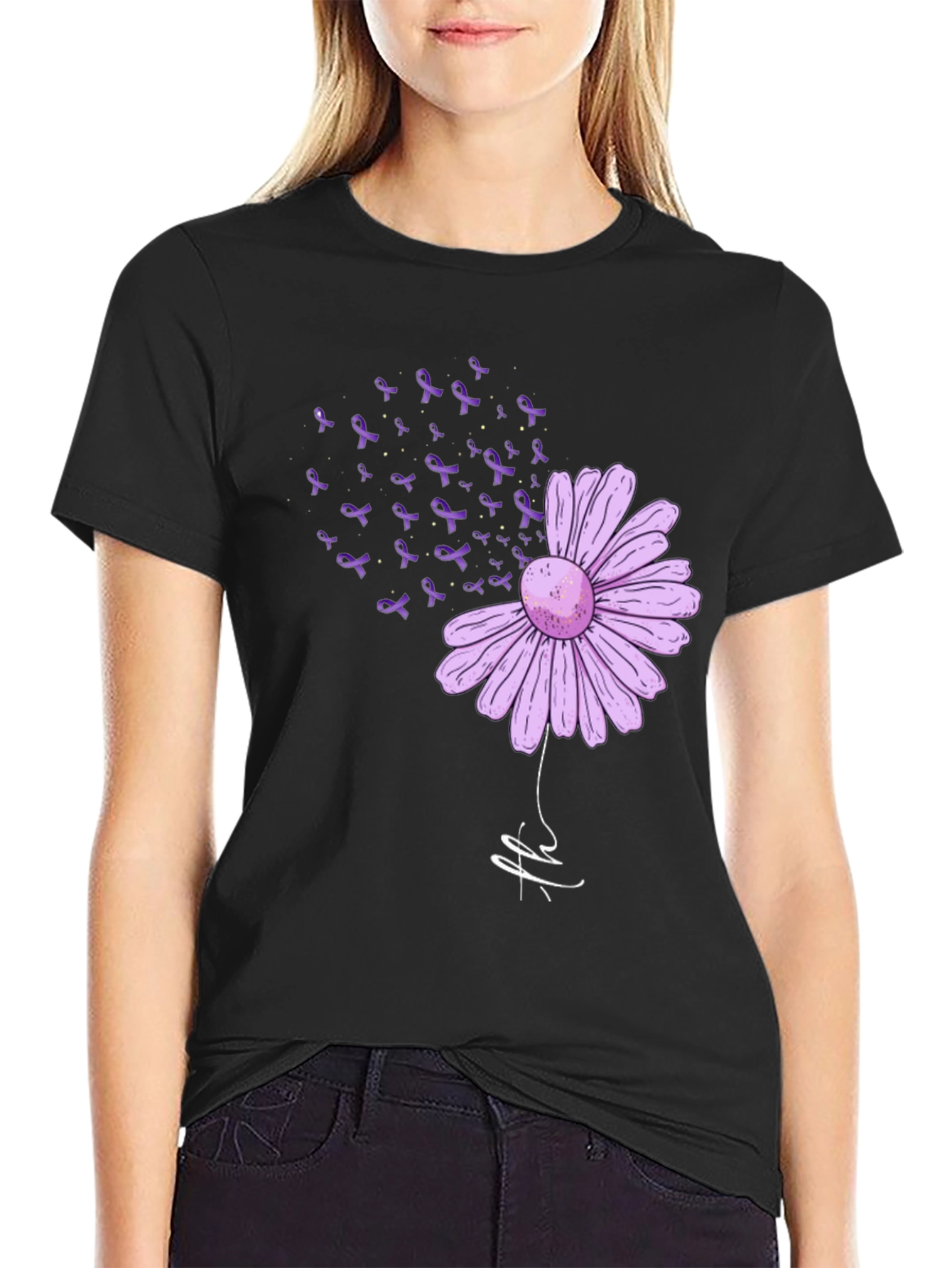 Purple Ribbon Daisy T-Shirt - Awareness & Support