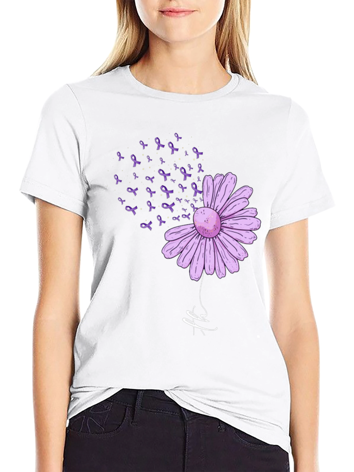 Purple Ribbon Daisy T-Shirt - Awareness & Support