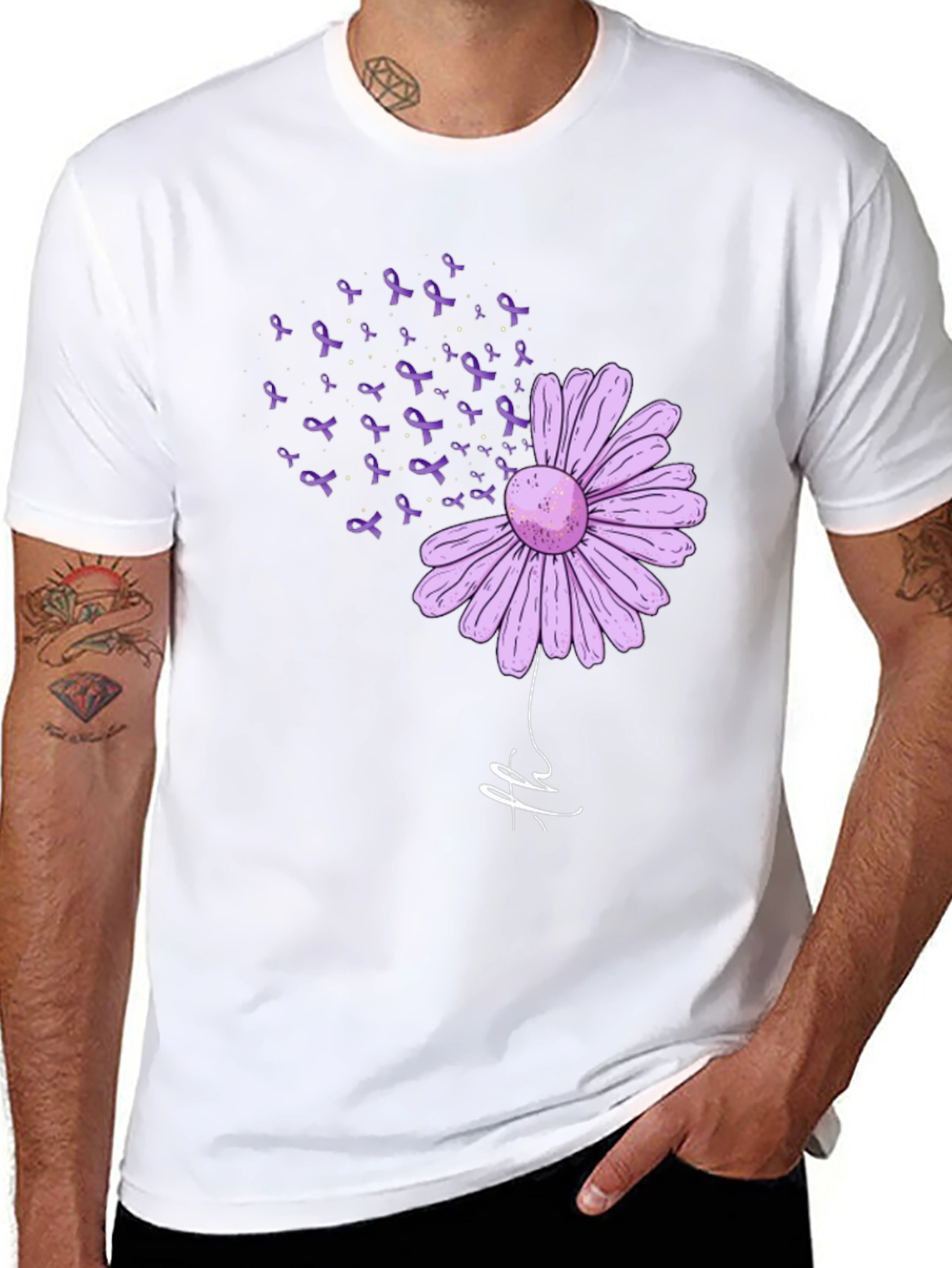 Purple Ribbon Daisy T-Shirt - Awareness & Support