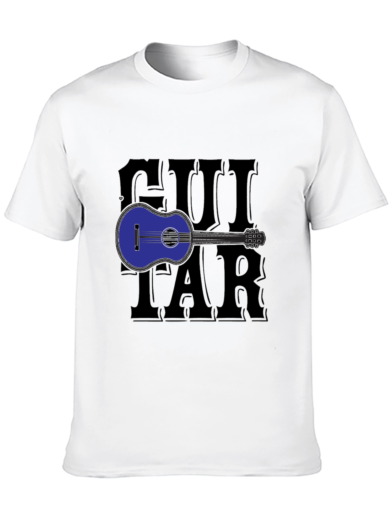 Guitar Graphic Print Black T-Shirt