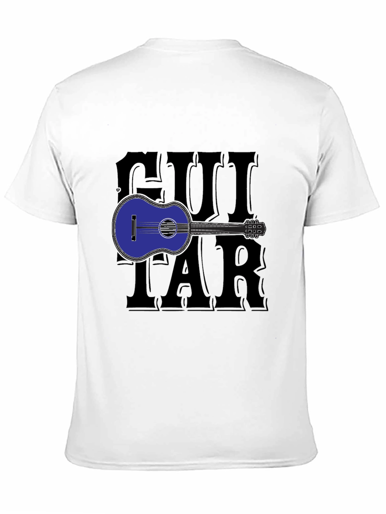 Guitar Graphic Print Black T-Shirt