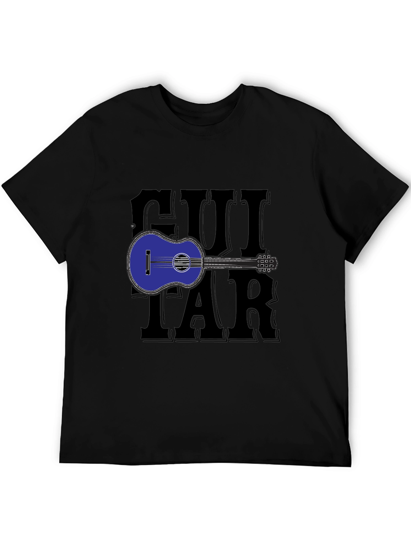 Guitar Graphic Print Black T-Shirt