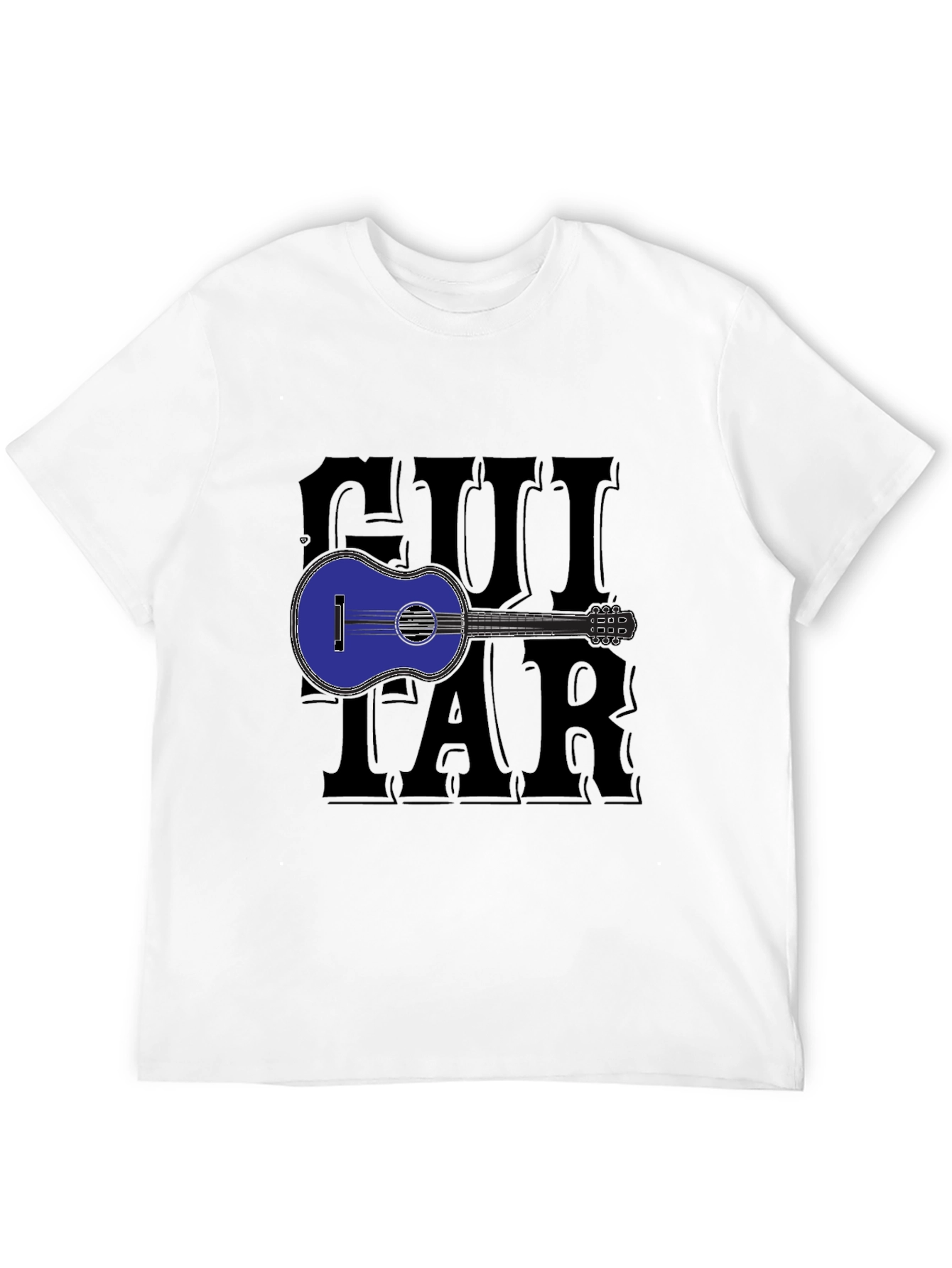 Guitar Graphic Print Black T-Shirt