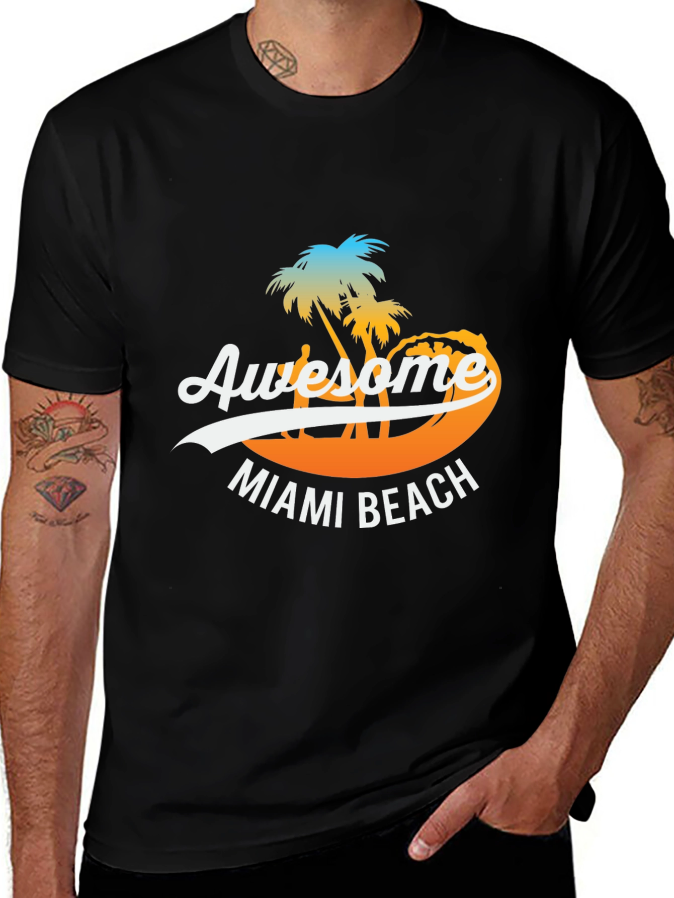 Awesome Miami Beach Black T-Shirt