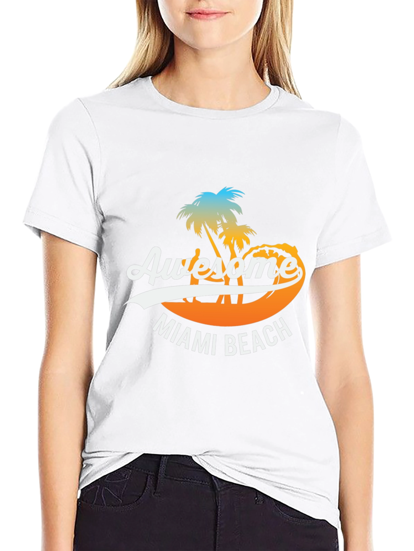 Awesome Miami Beach Black T-Shirt