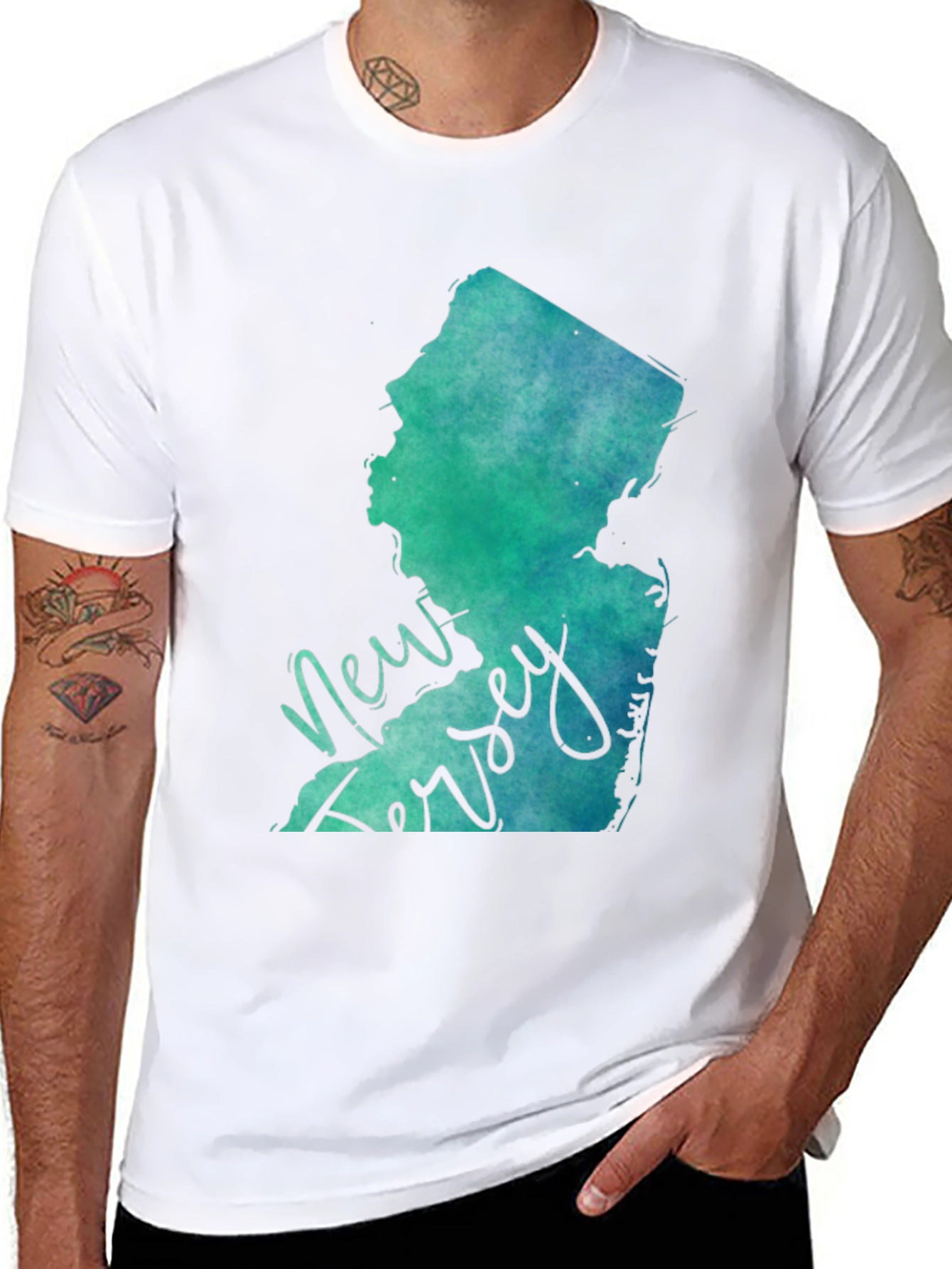 New Jersey State Map Graphic Tee - Black
