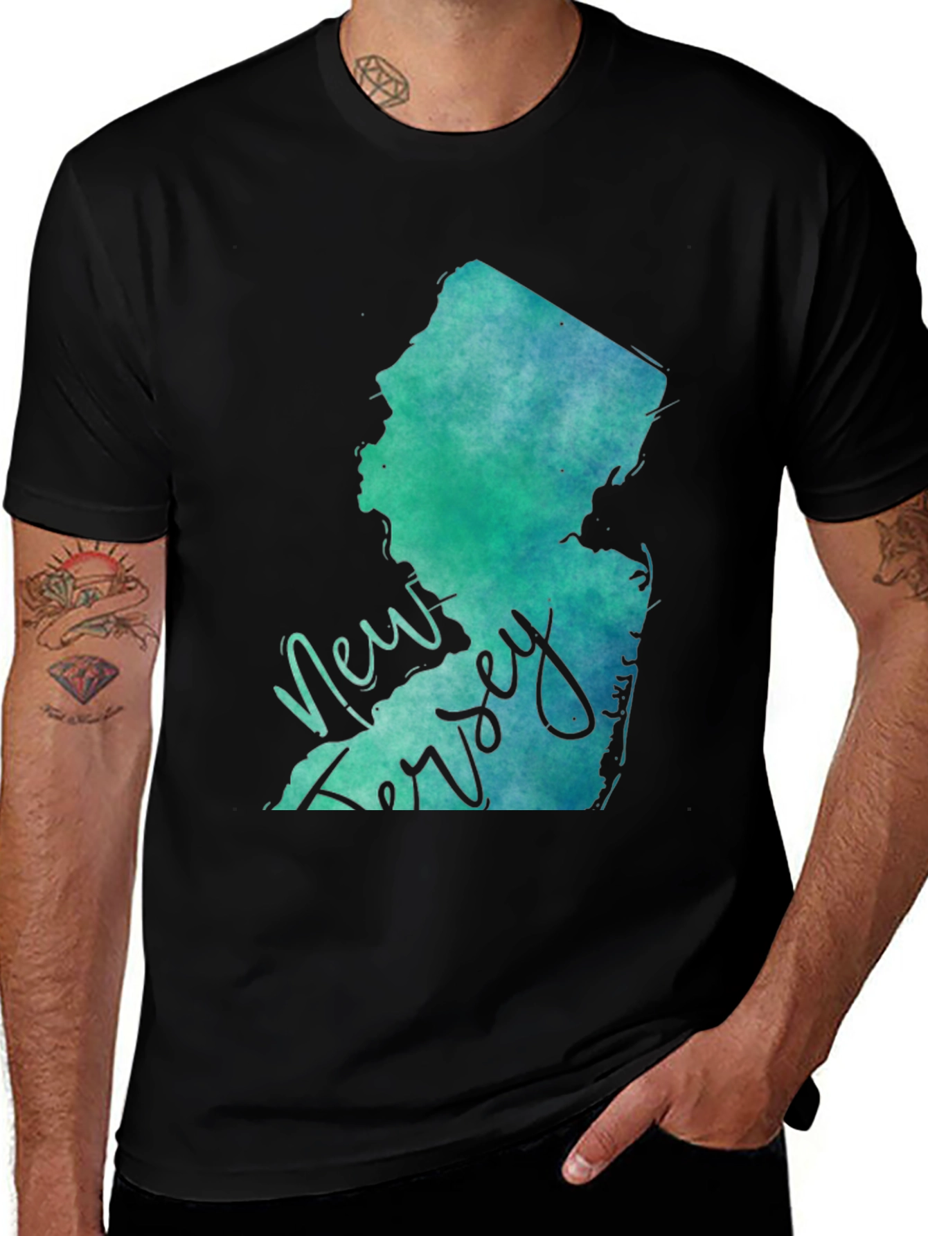 New Jersey State Map Graphic Tee - Black