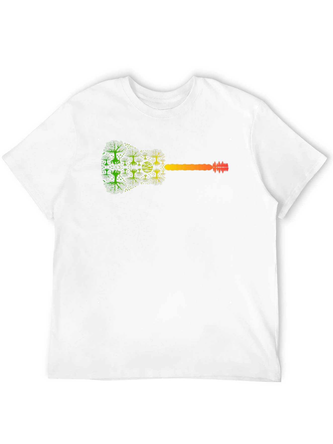 Nature Guitar Graphic Tee - Black Cotton T-Shirt