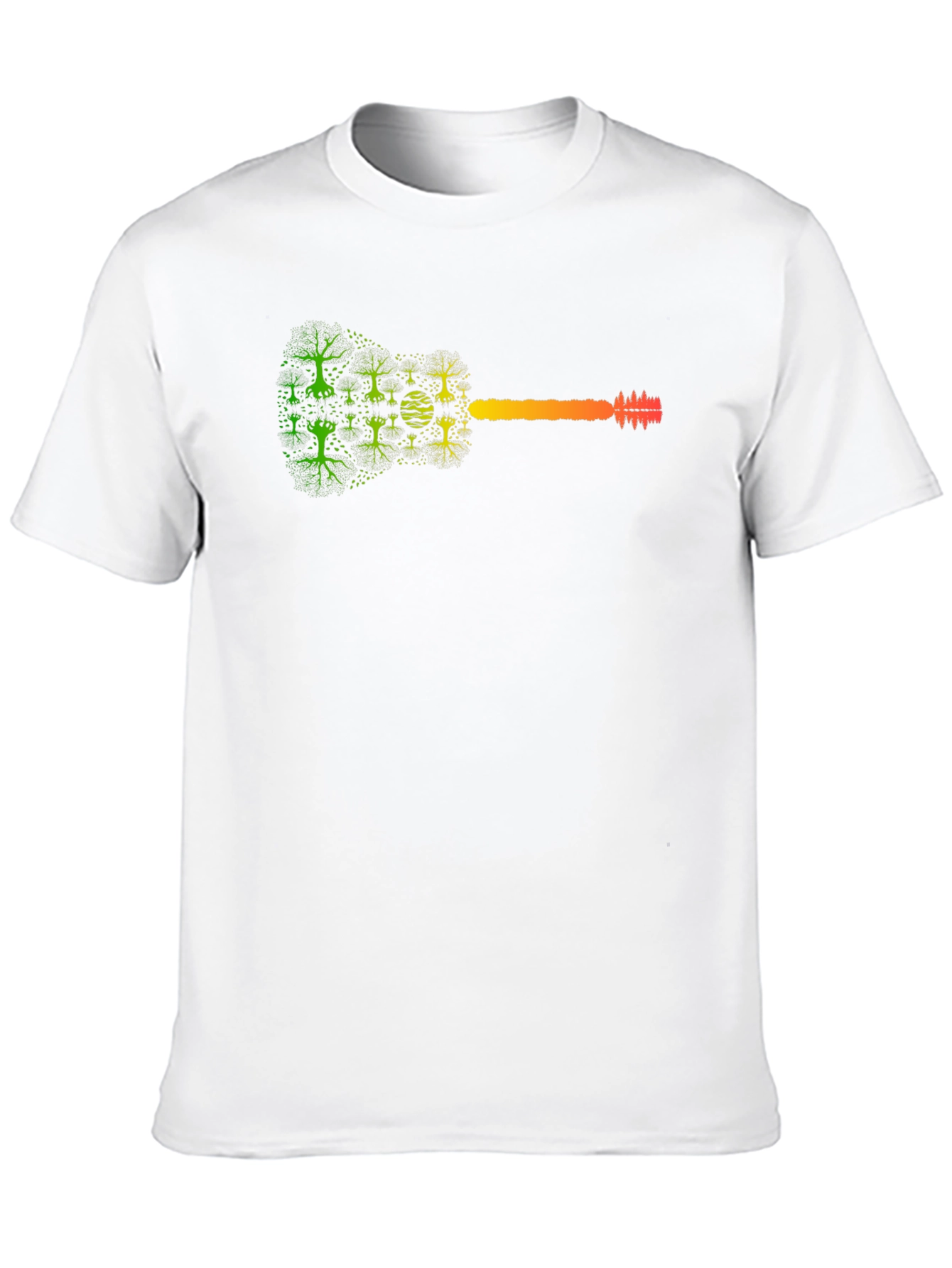 Nature Guitar Graphic Tee - Black Cotton T-Shirt