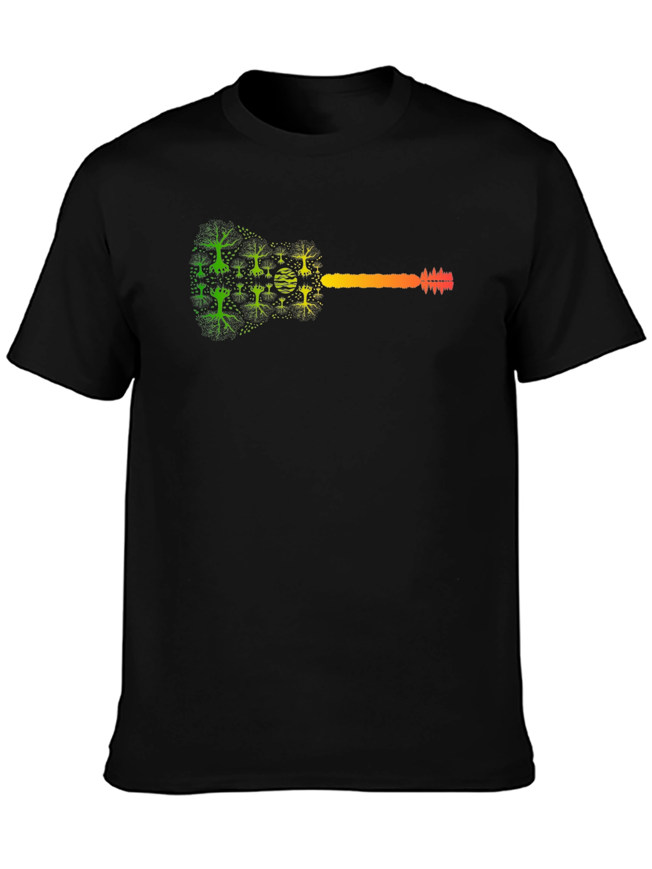 Nature Guitar Graphic Tee - Black Cotton T-Shirt