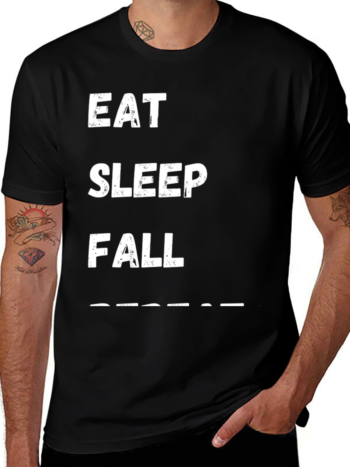 Eat Sleep Fall Repeat Black T-Shirt