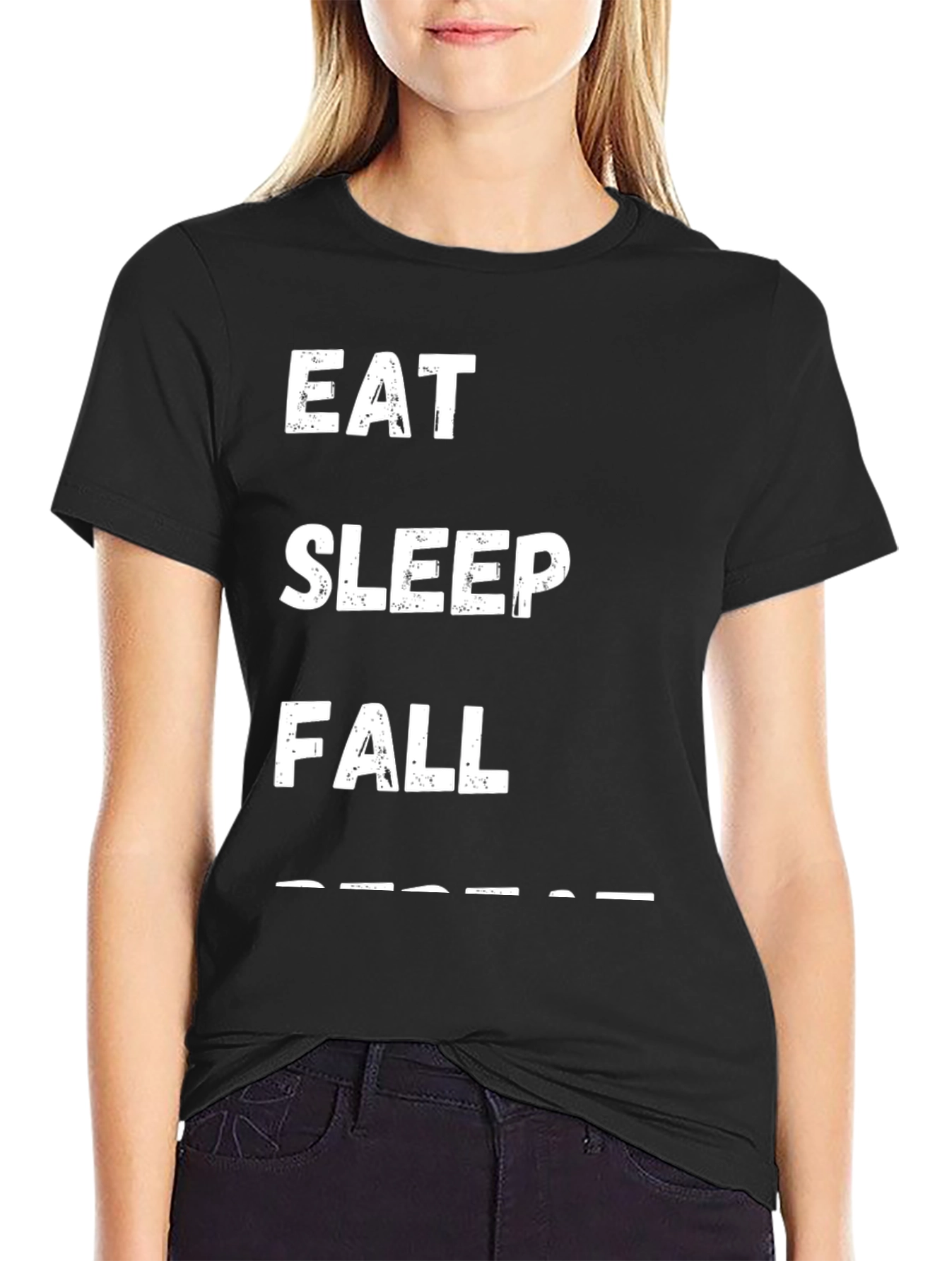 Eat Sleep Fall Repeat Black T-Shirt