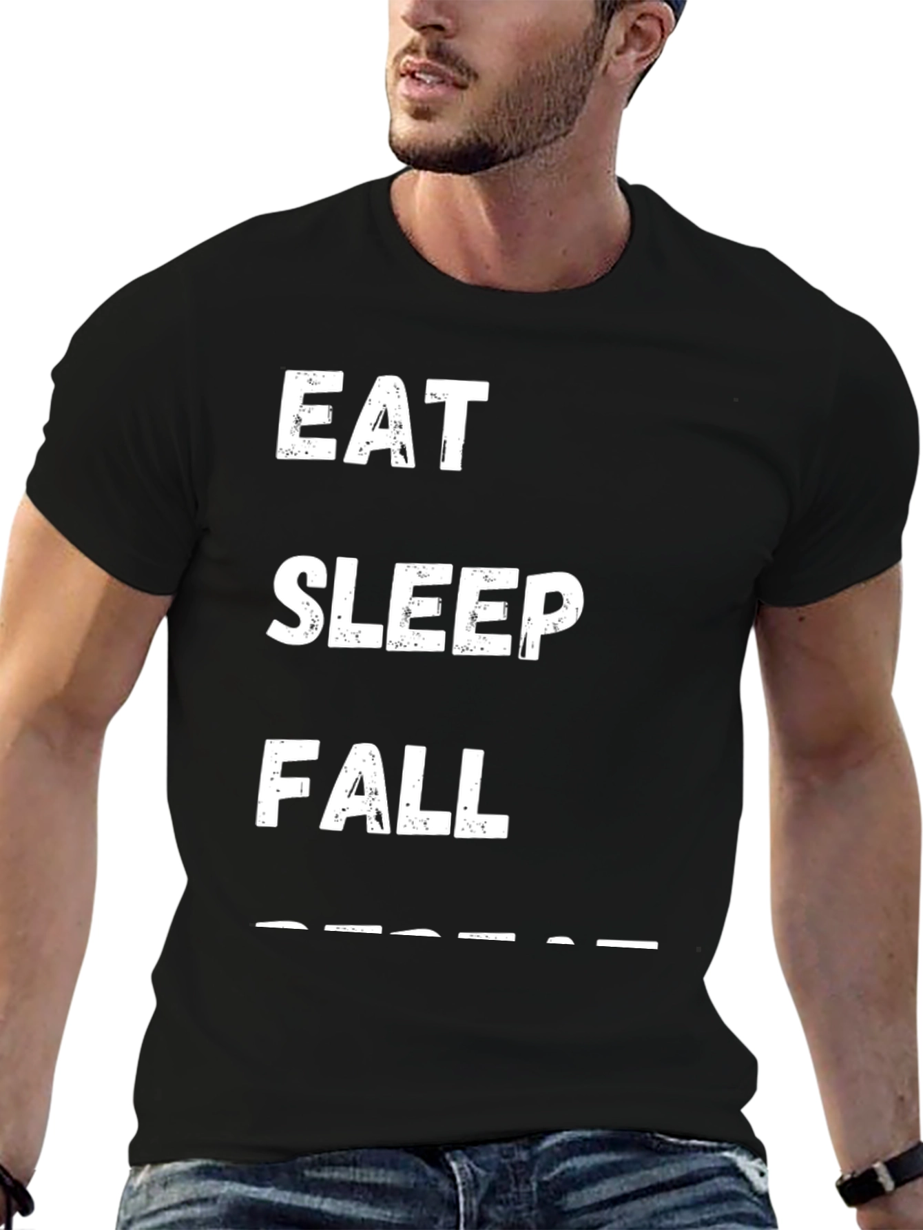 Eat Sleep Fall Repeat Black T-Shirt